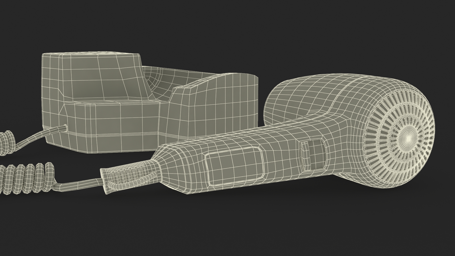 3D Black Hotel Hair Dryer Dismounted model