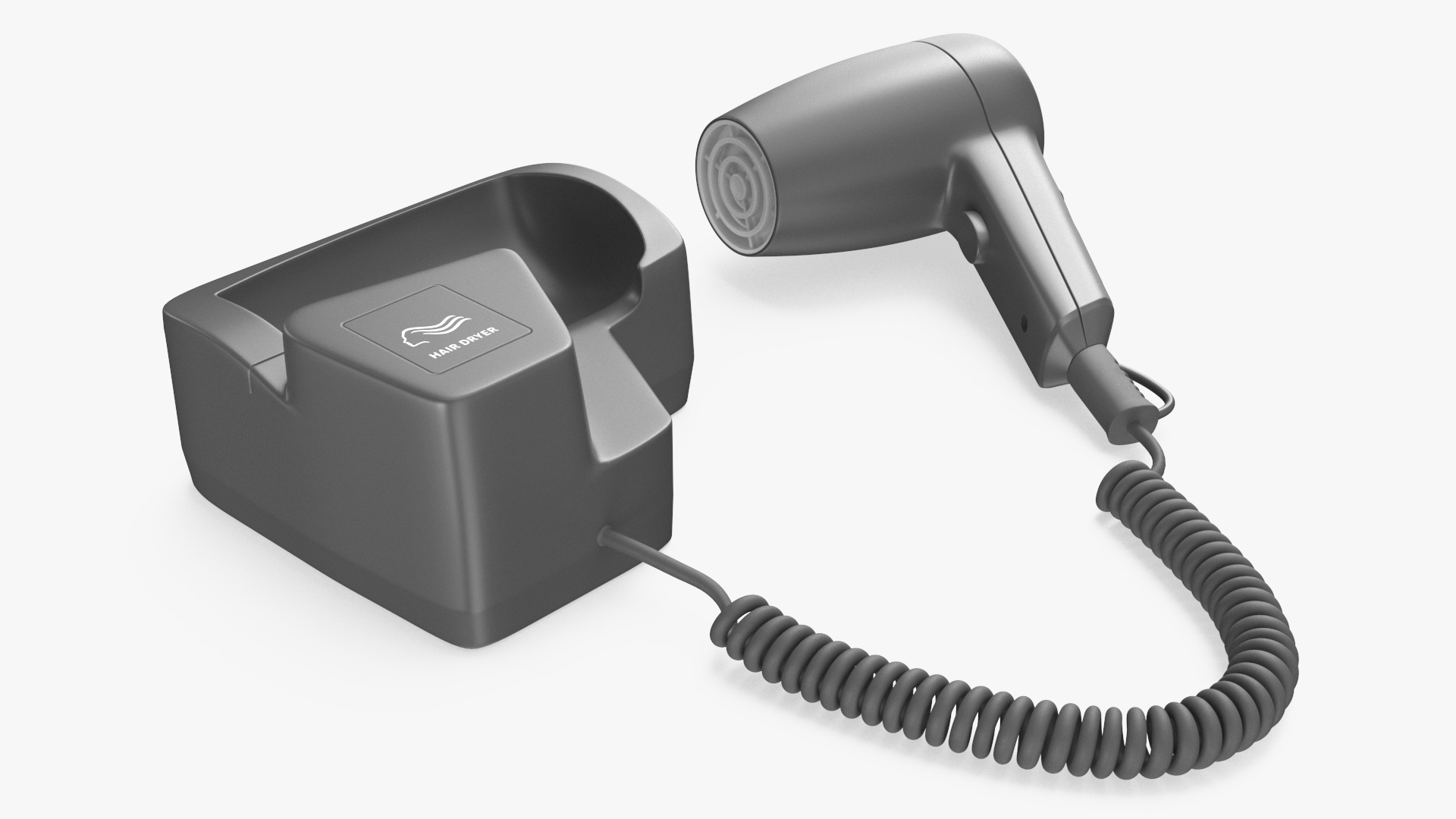 3D Black Hotel Hair Dryer Dismounted model