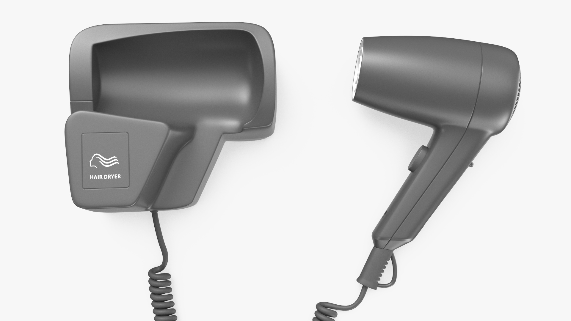 3D Black Hotel Hair Dryer Dismounted model