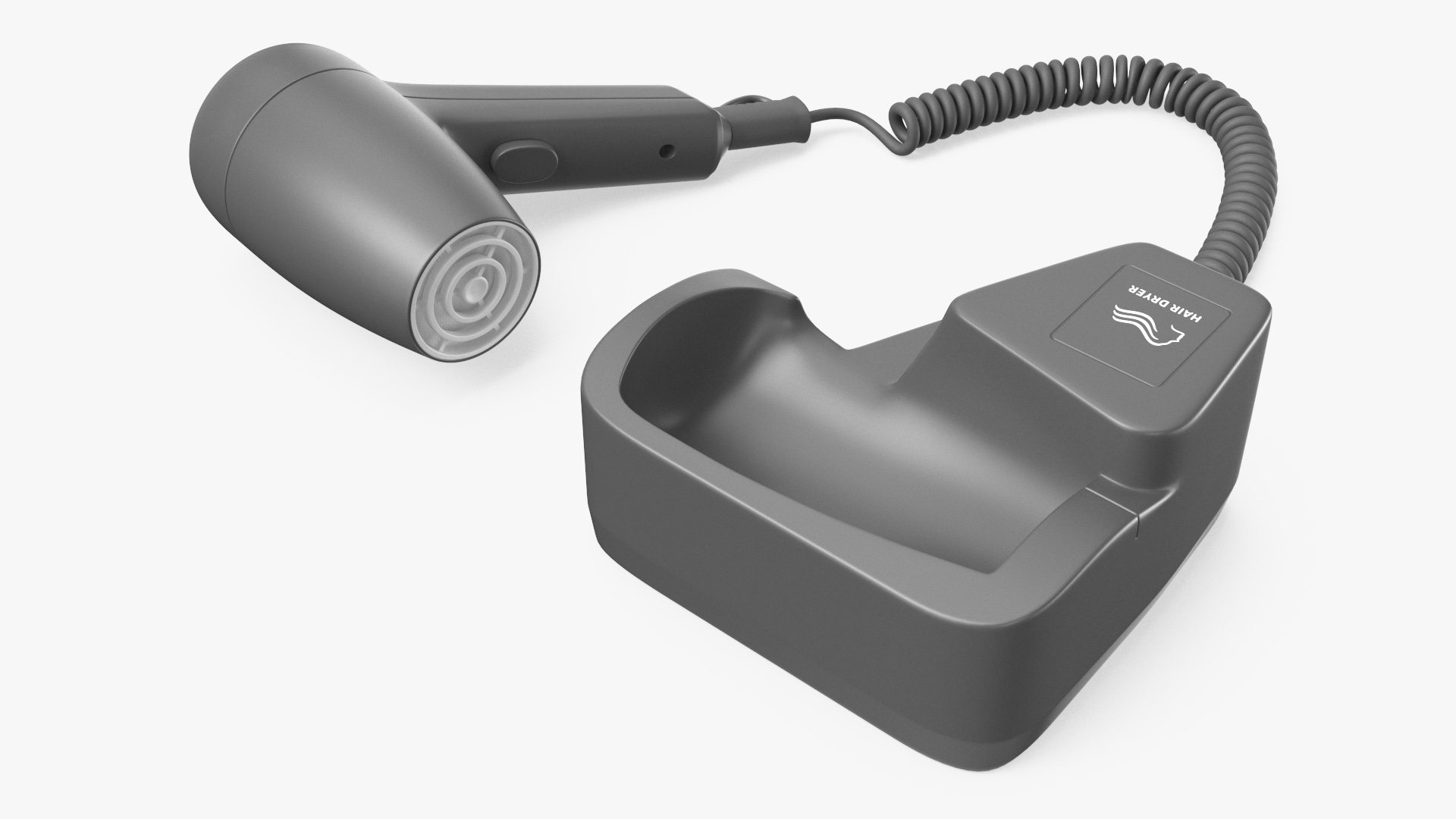 3D Black Hotel Hair Dryer Dismounted model