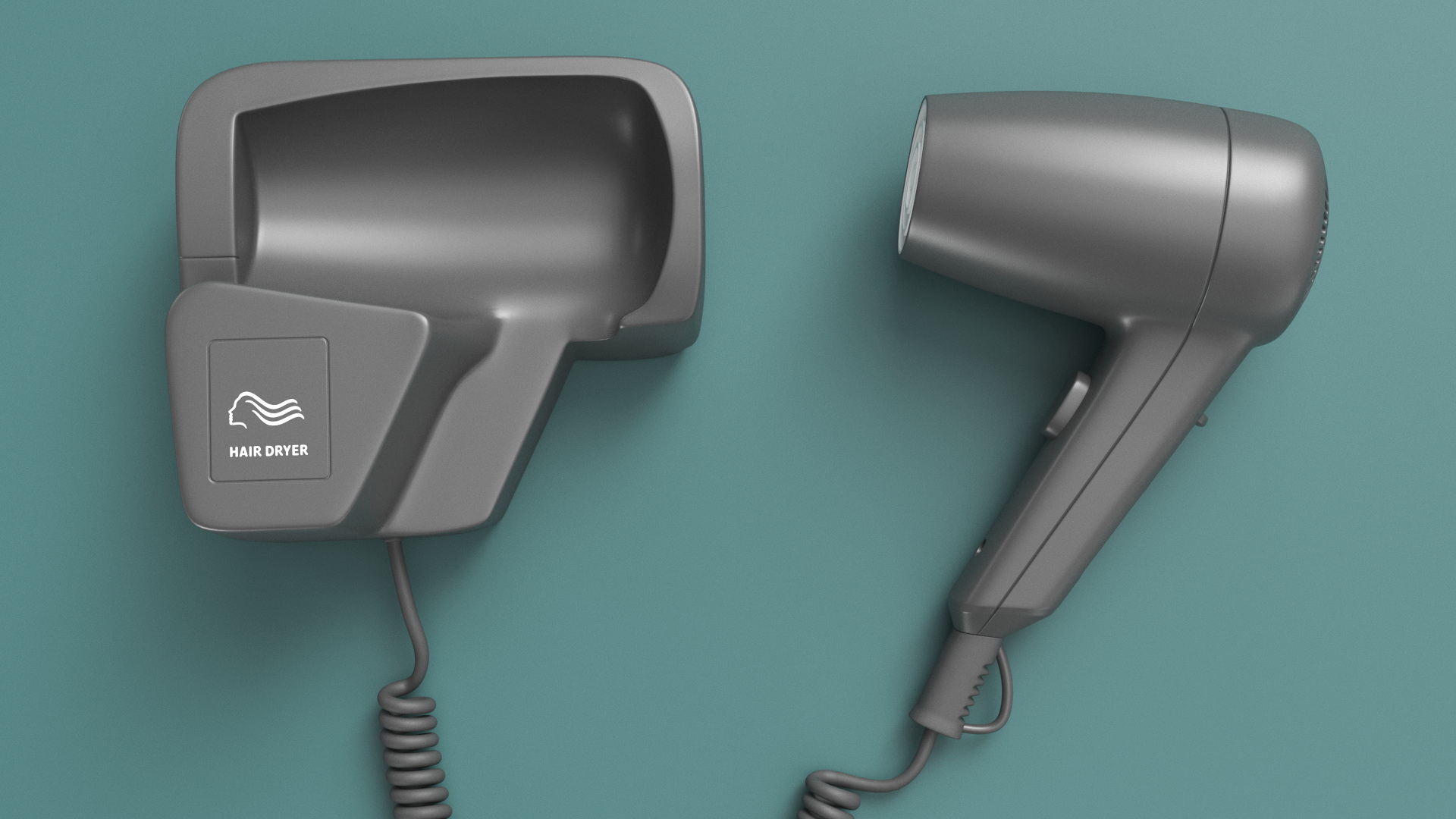 3D Black Hotel Hair Dryer Dismounted model