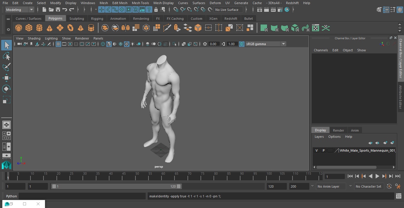 White Male Sports Mannequin 3D