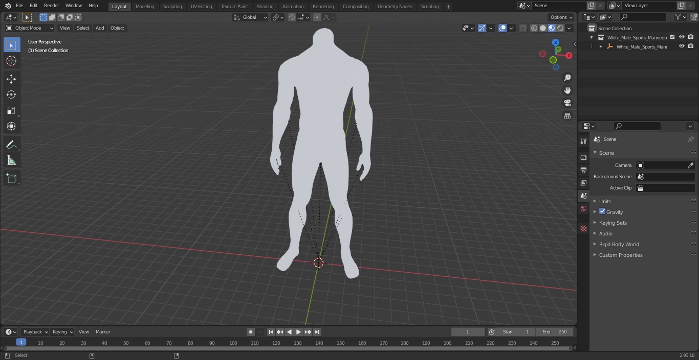 White Male Sports Mannequin 3D