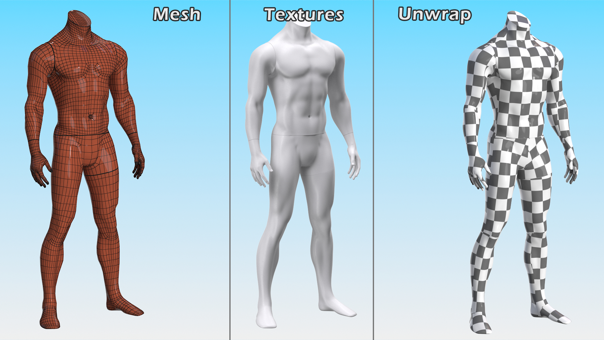 White Male Sports Mannequin 3D