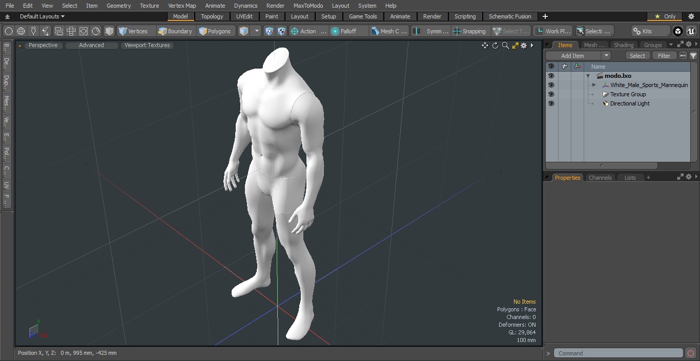 White Male Sports Mannequin 3D