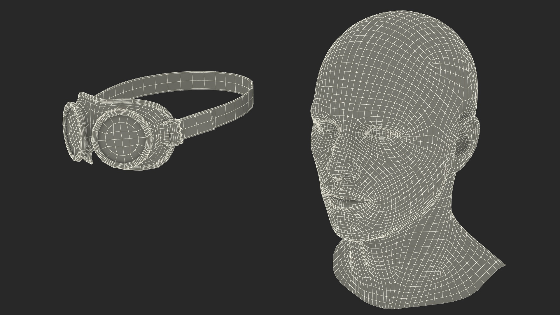 NATO Protection Goggles Green on Mannequin Head 3D