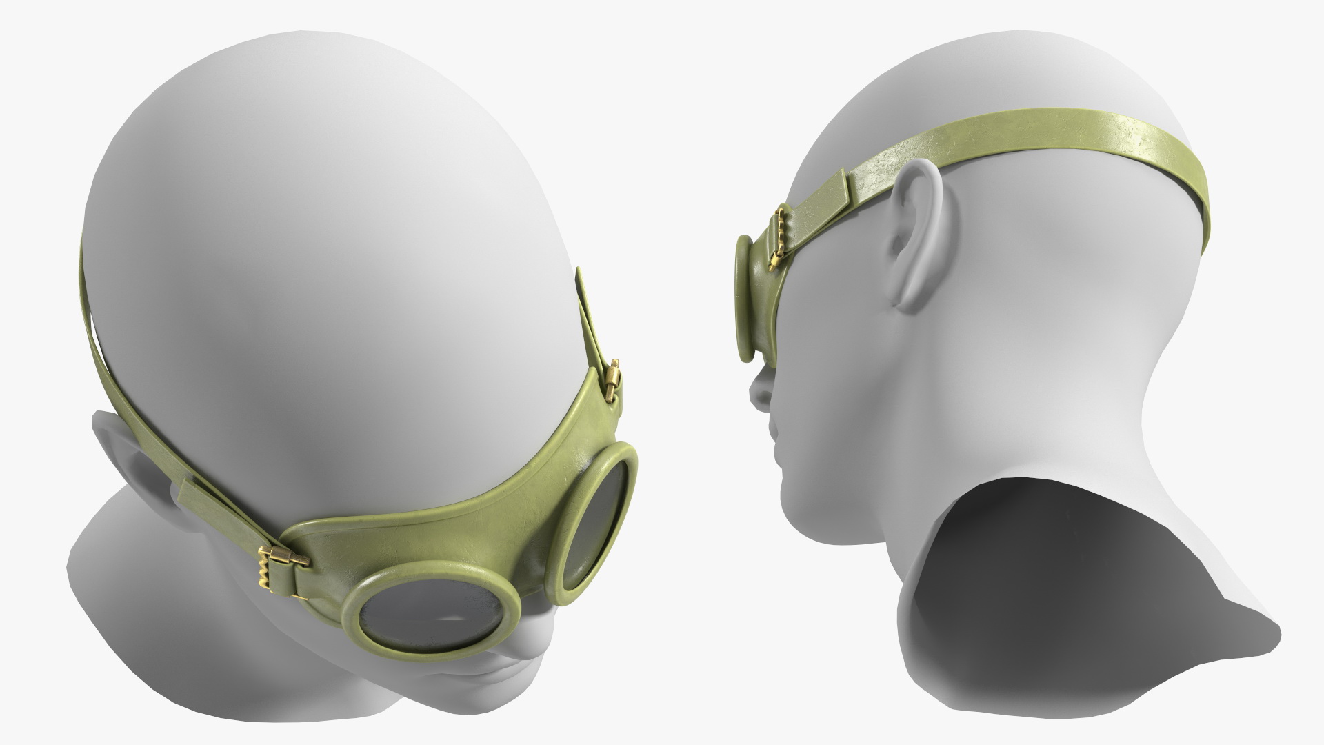 NATO Protection Goggles Green on Mannequin Head 3D
