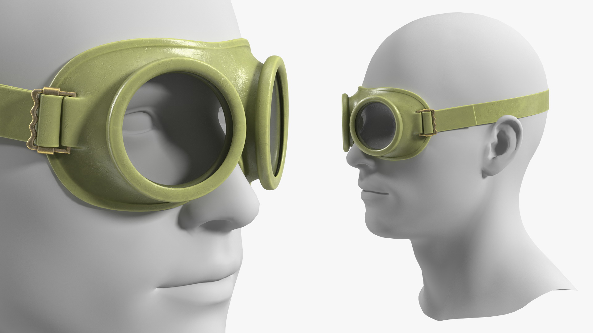 NATO Protection Goggles Green on Mannequin Head 3D