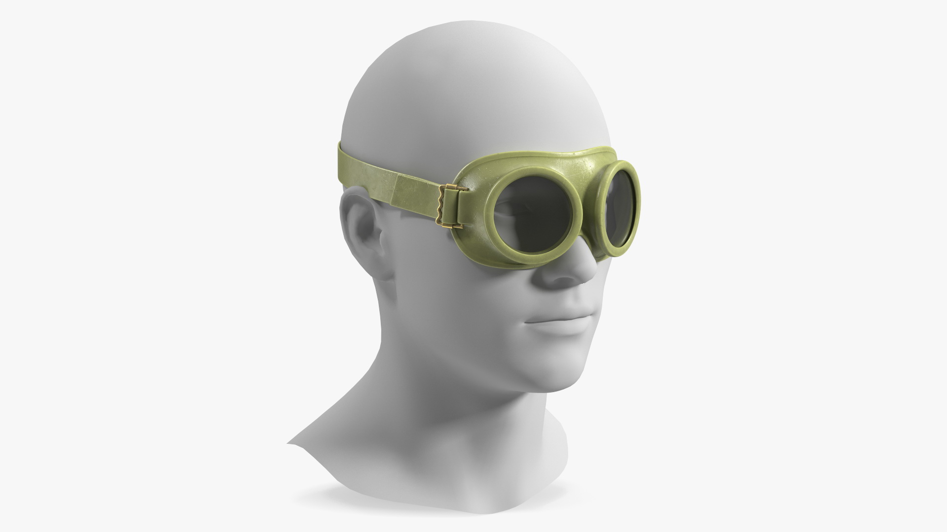 NATO Protection Goggles Green on Mannequin Head 3D