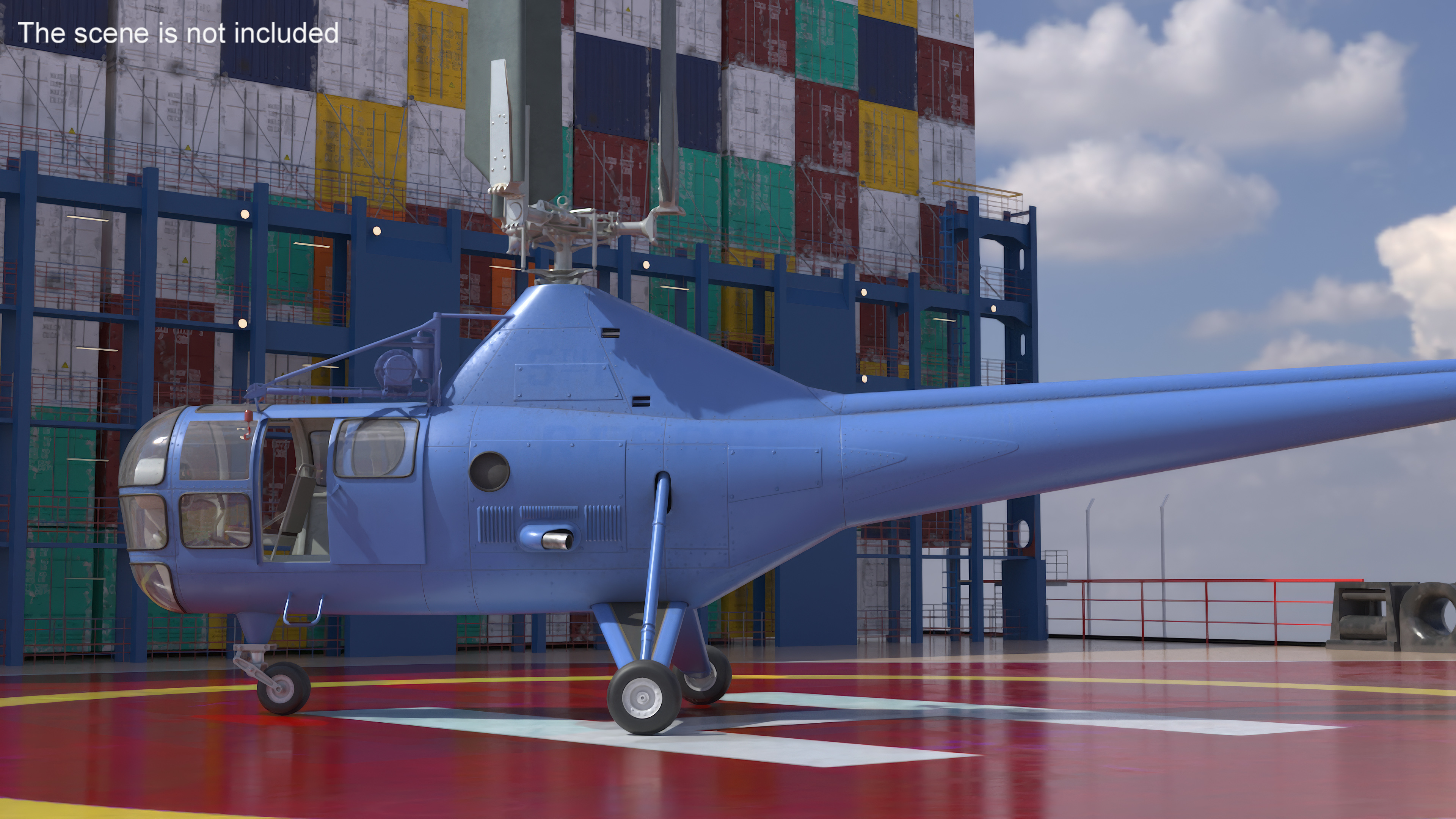 3D Civilian Multirole Helicopter Blue Rigged