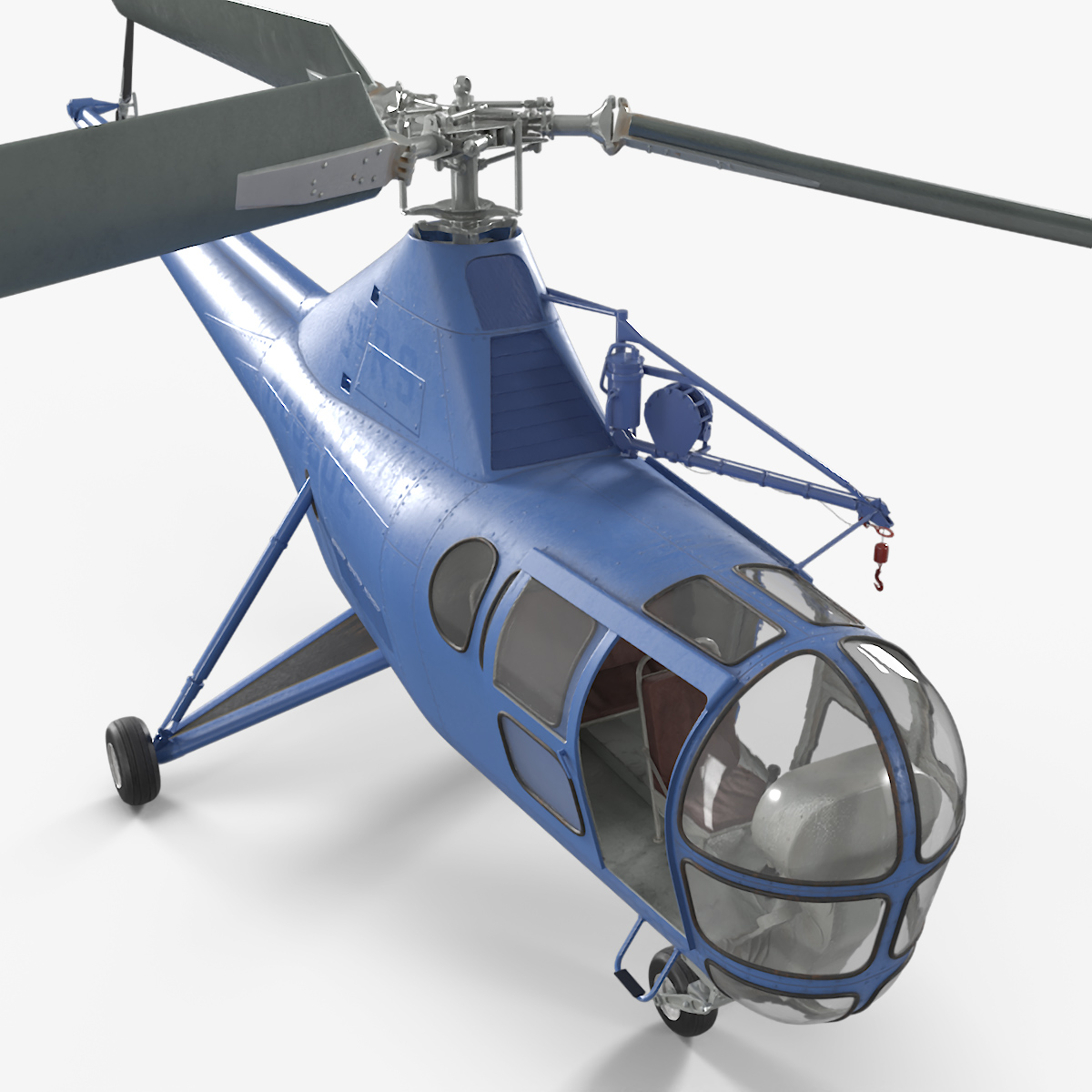 3D Civilian Multirole Helicopter Blue Rigged