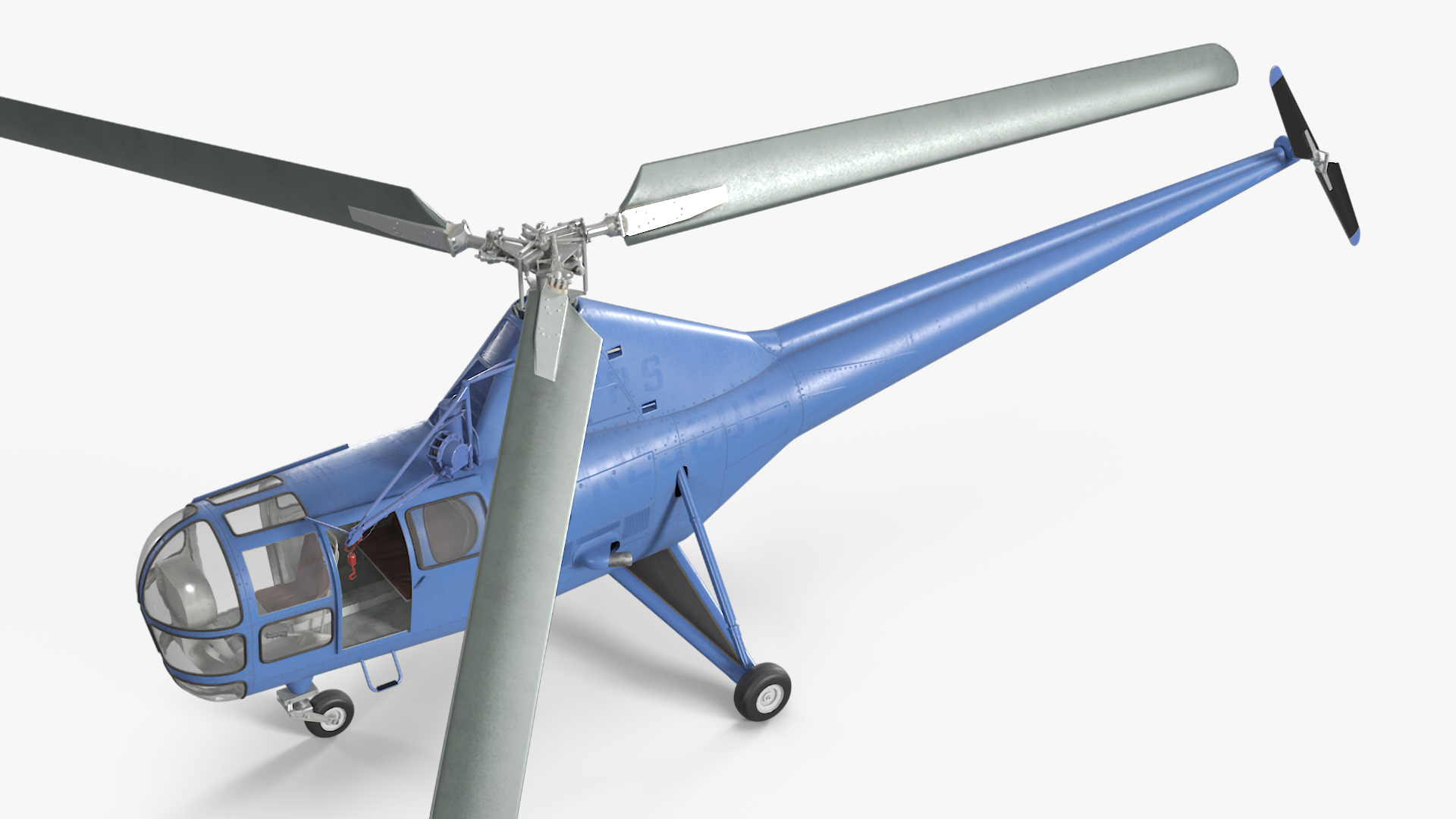 3D Civilian Multirole Helicopter Blue Rigged
