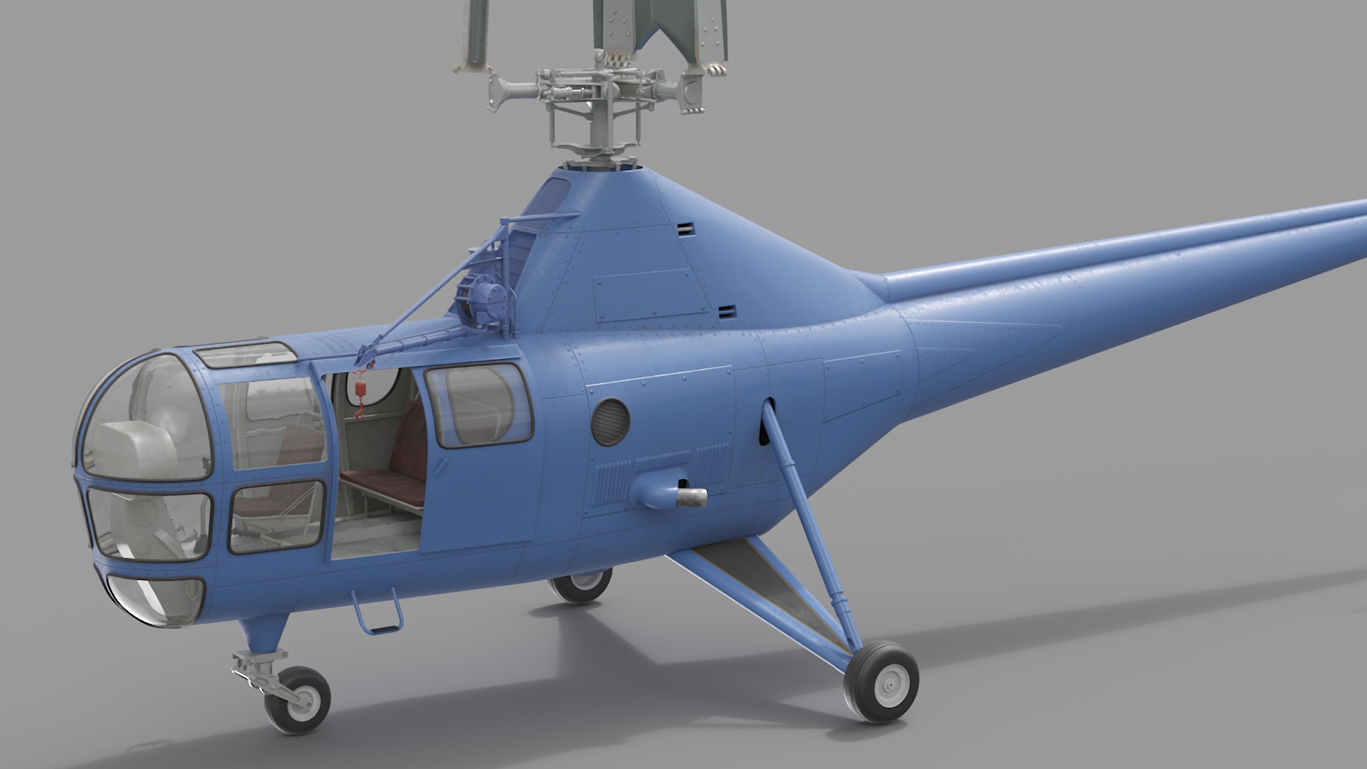 3D Civilian Multirole Helicopter Blue Rigged