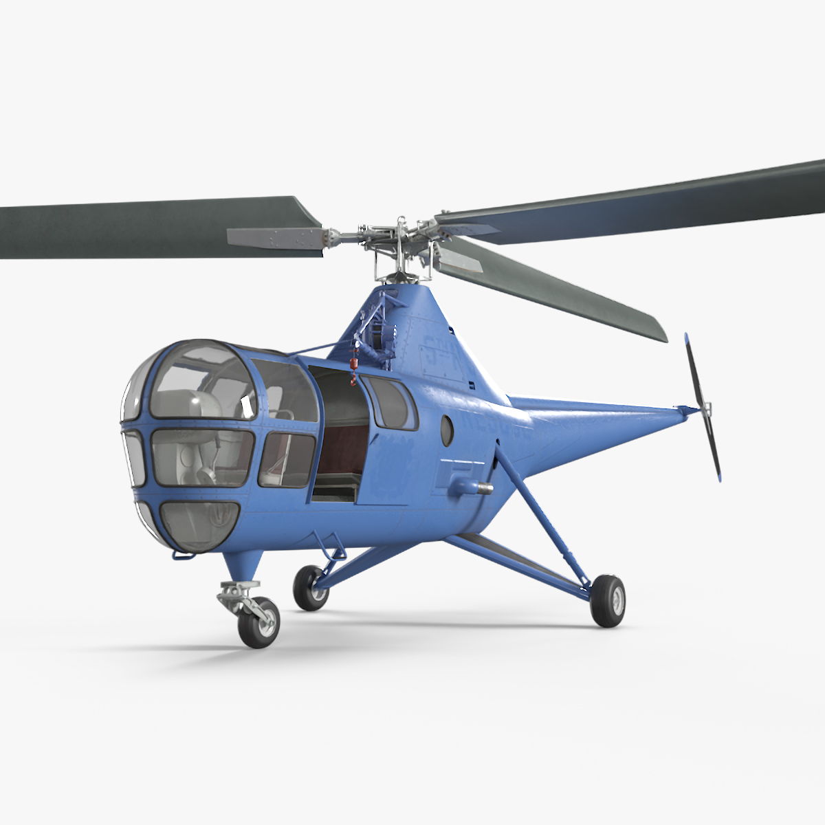 3D Civilian Multirole Helicopter Blue Rigged