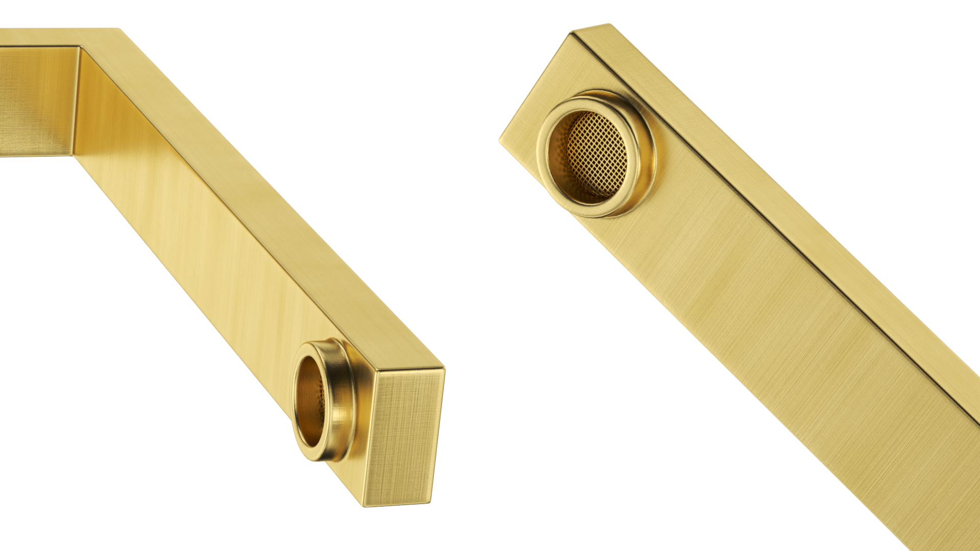 Angular Single Lever Kitchen Mixer Tap Brass 3D model