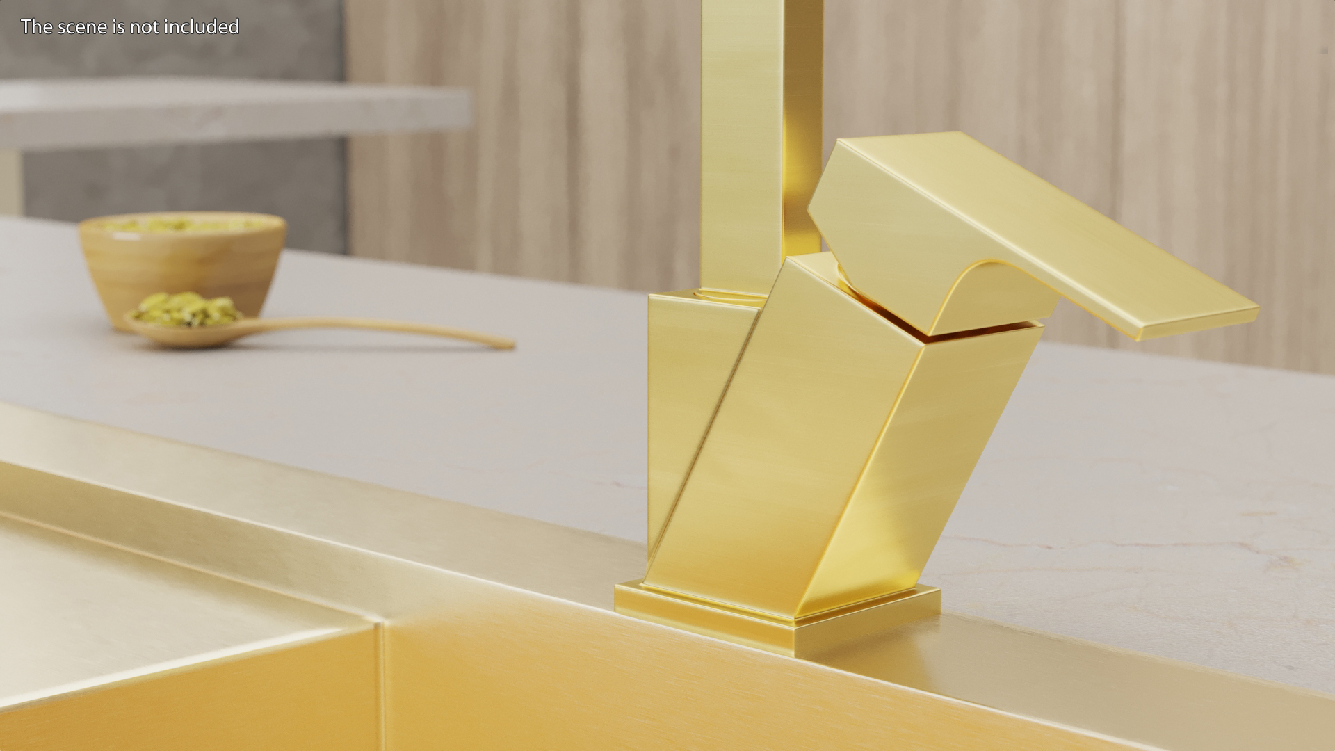 Angular Single Lever Kitchen Mixer Tap Brass 3D model