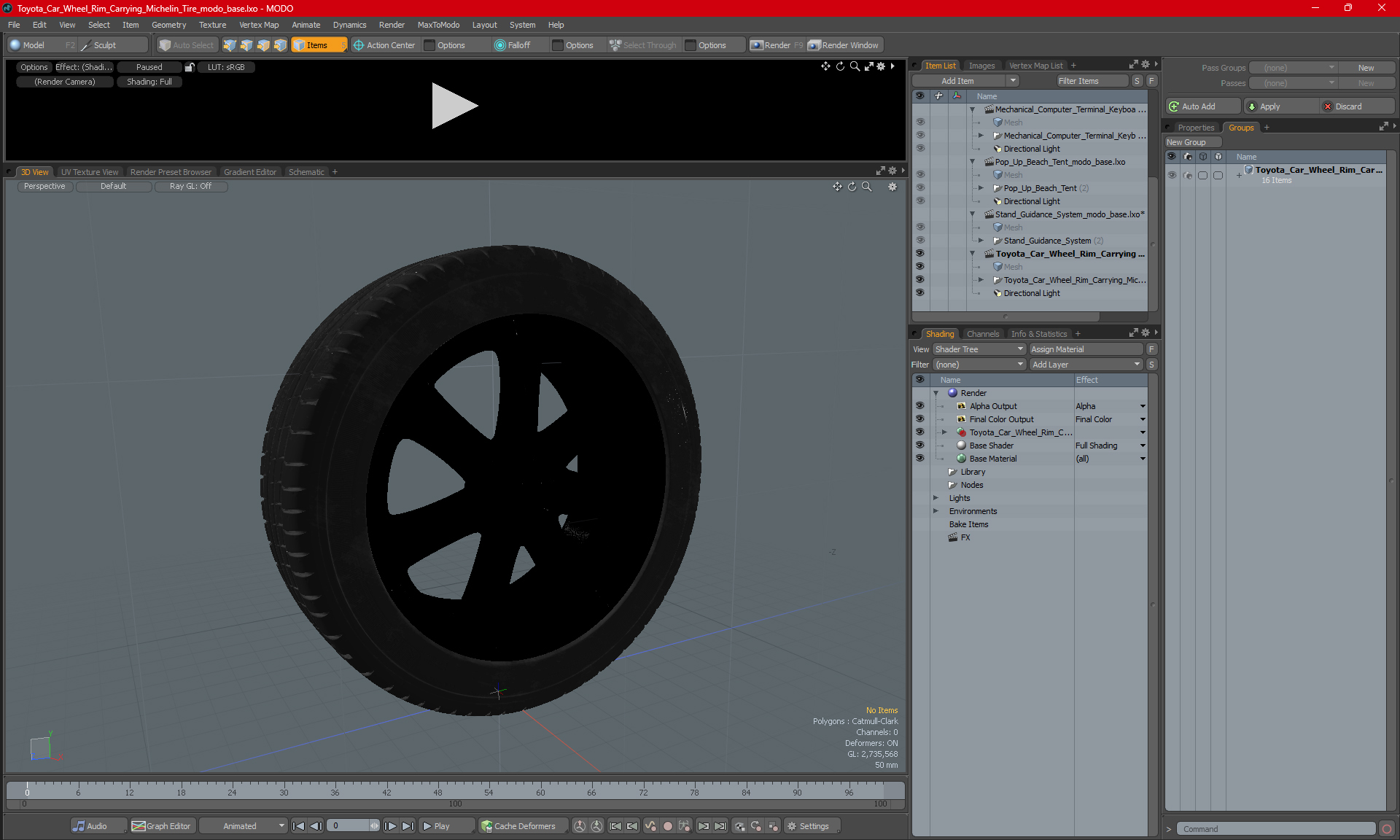 3D Toyota Car Wheel Rim Carrying Michelin Tire model