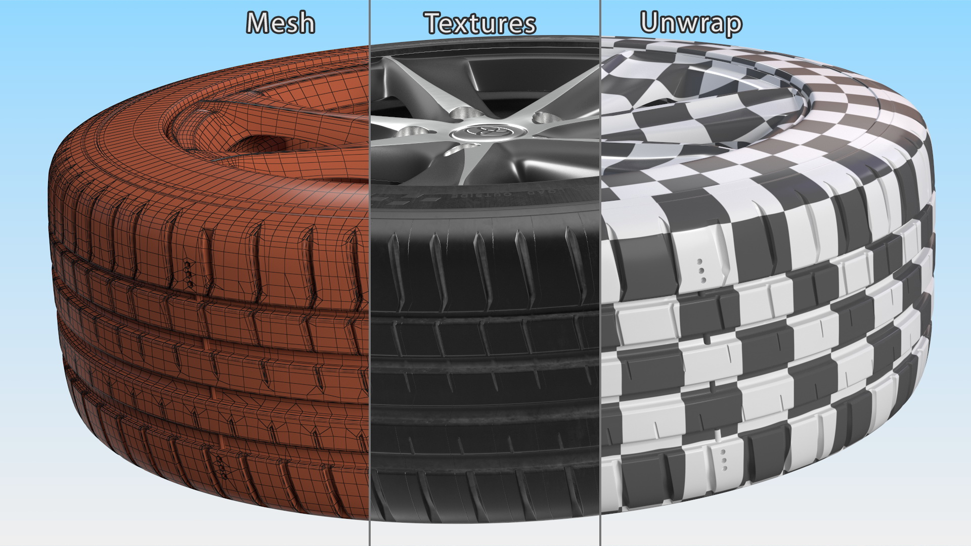 3D Toyota Car Wheel Rim Carrying Michelin Tire model
