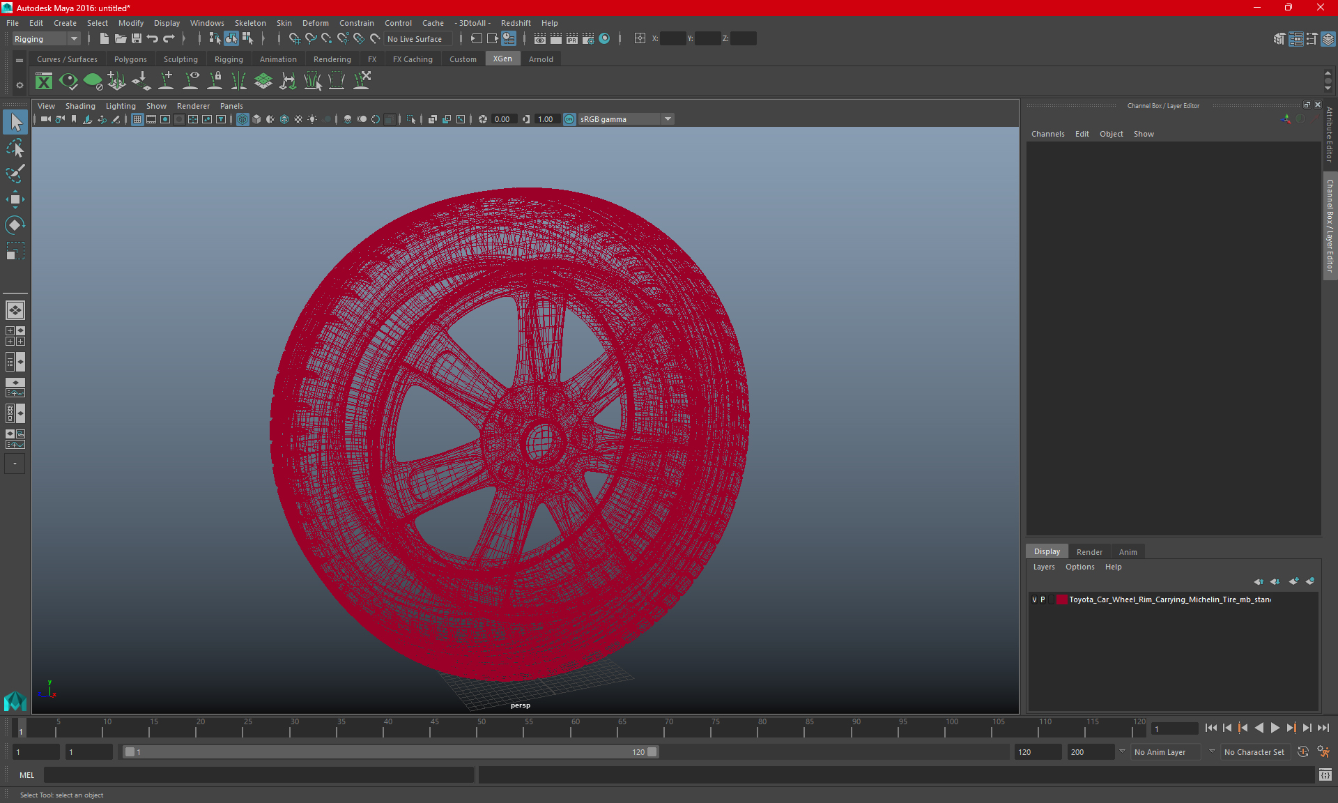 3D Toyota Car Wheel Rim Carrying Michelin Tire model