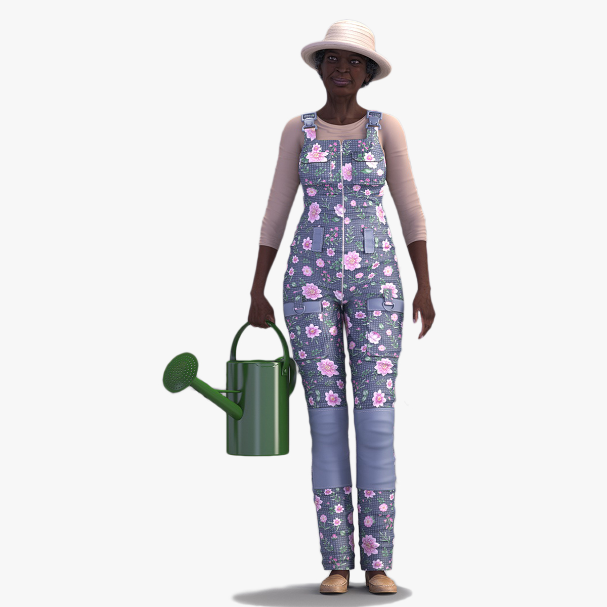 Gardener Afro American Woman Rigged for Cinema 4D 3D model