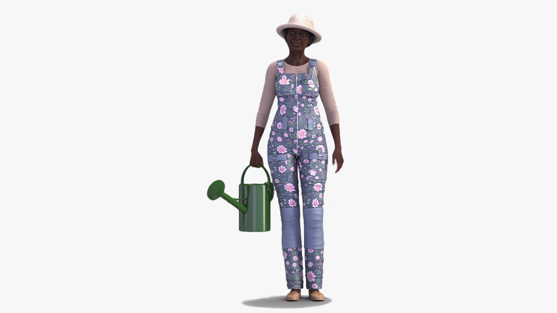 Gardener Afro American Woman Rigged for Cinema 4D 3D model