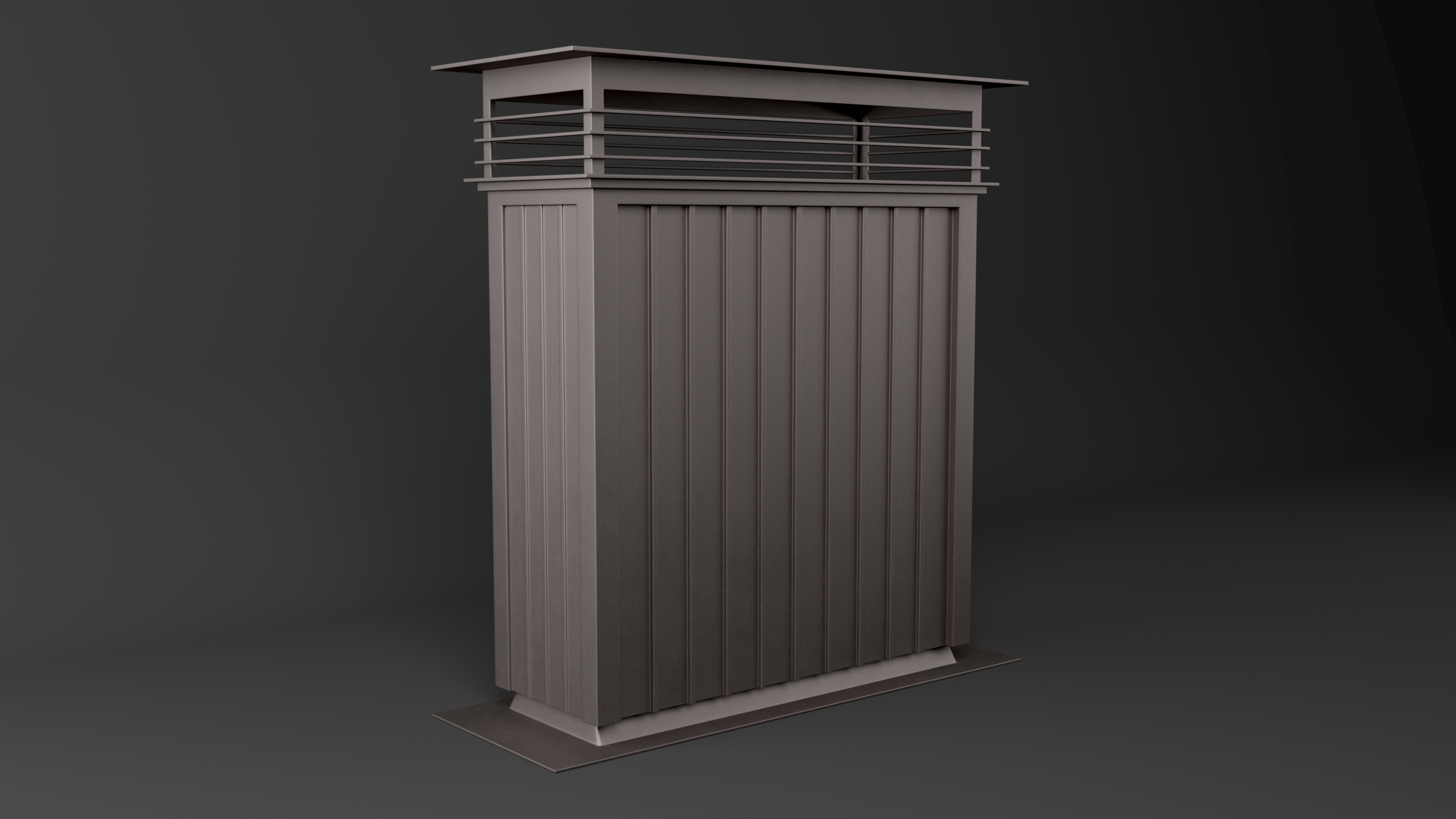 3D Metal Chimney Rectangular Black