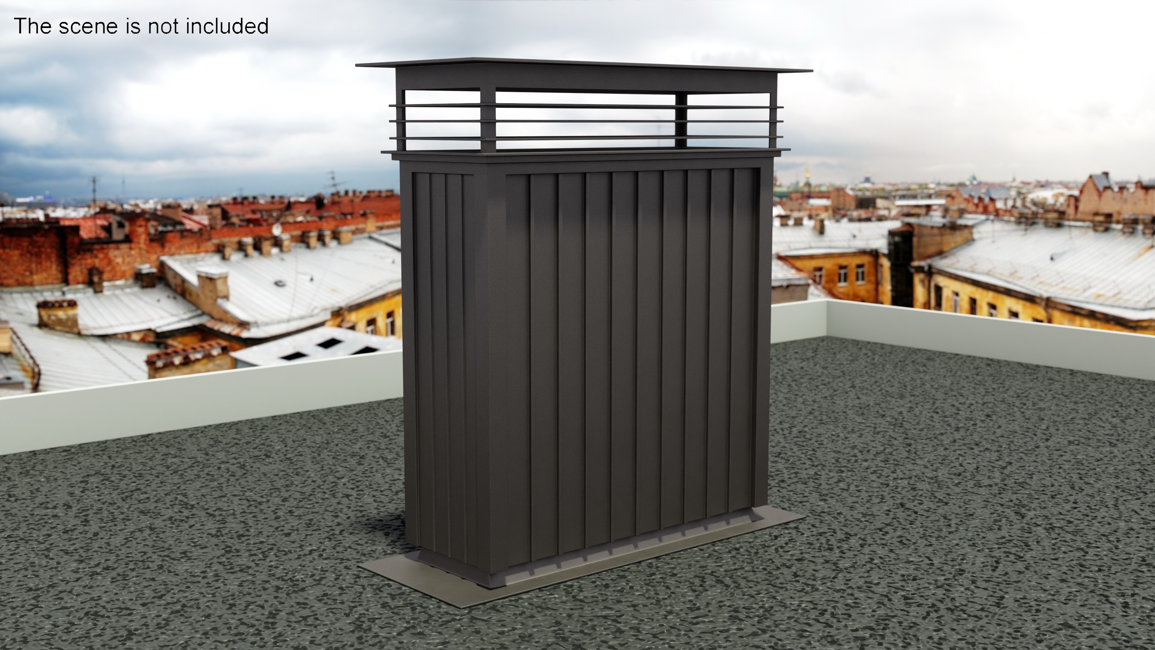 3D Metal Chimney Rectangular Black