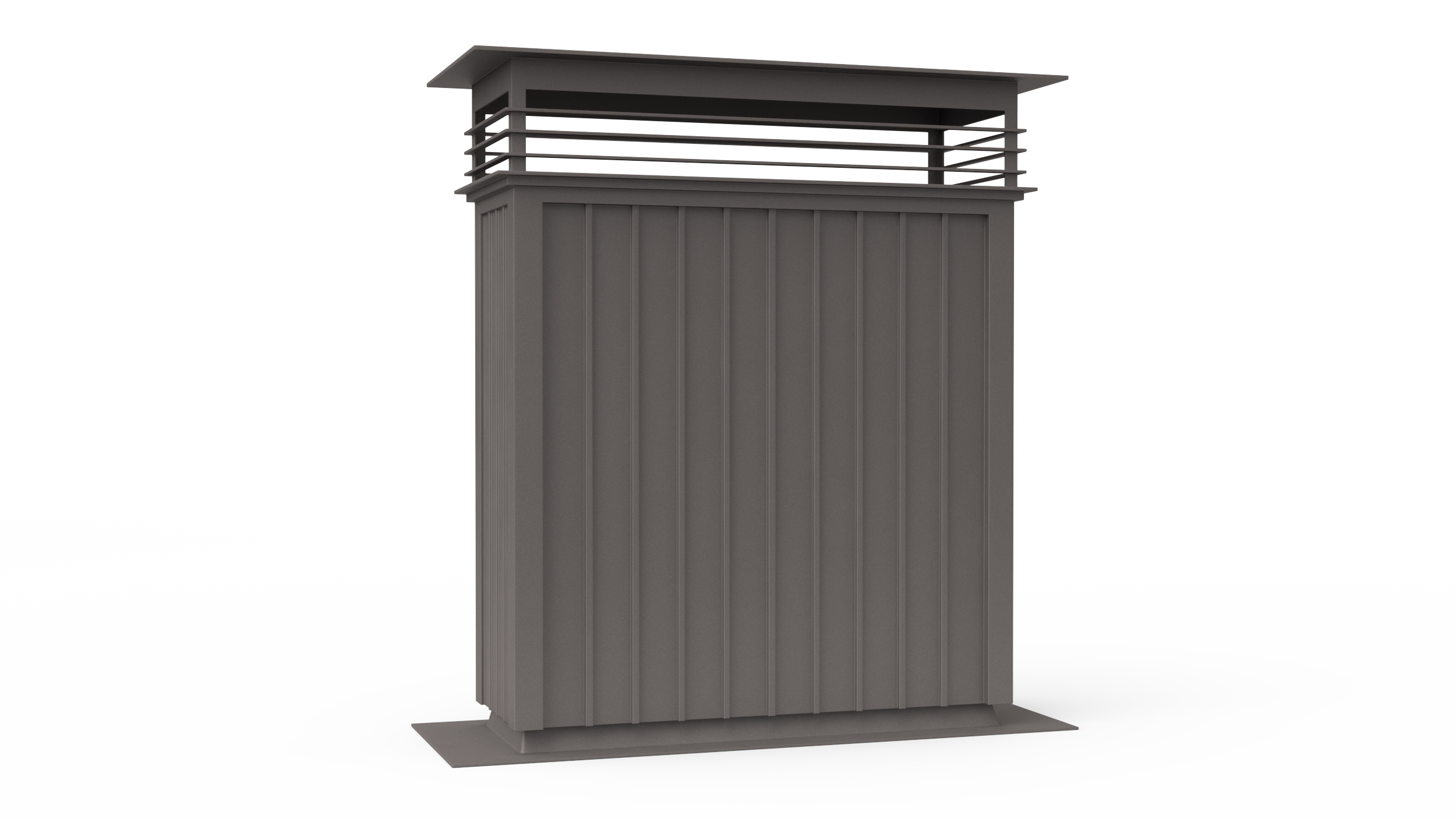 3D Metal Chimney Rectangular Black