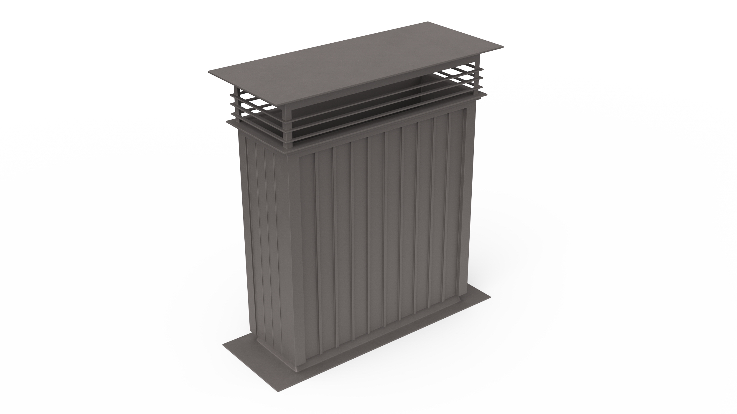 3D Metal Chimney Rectangular Black