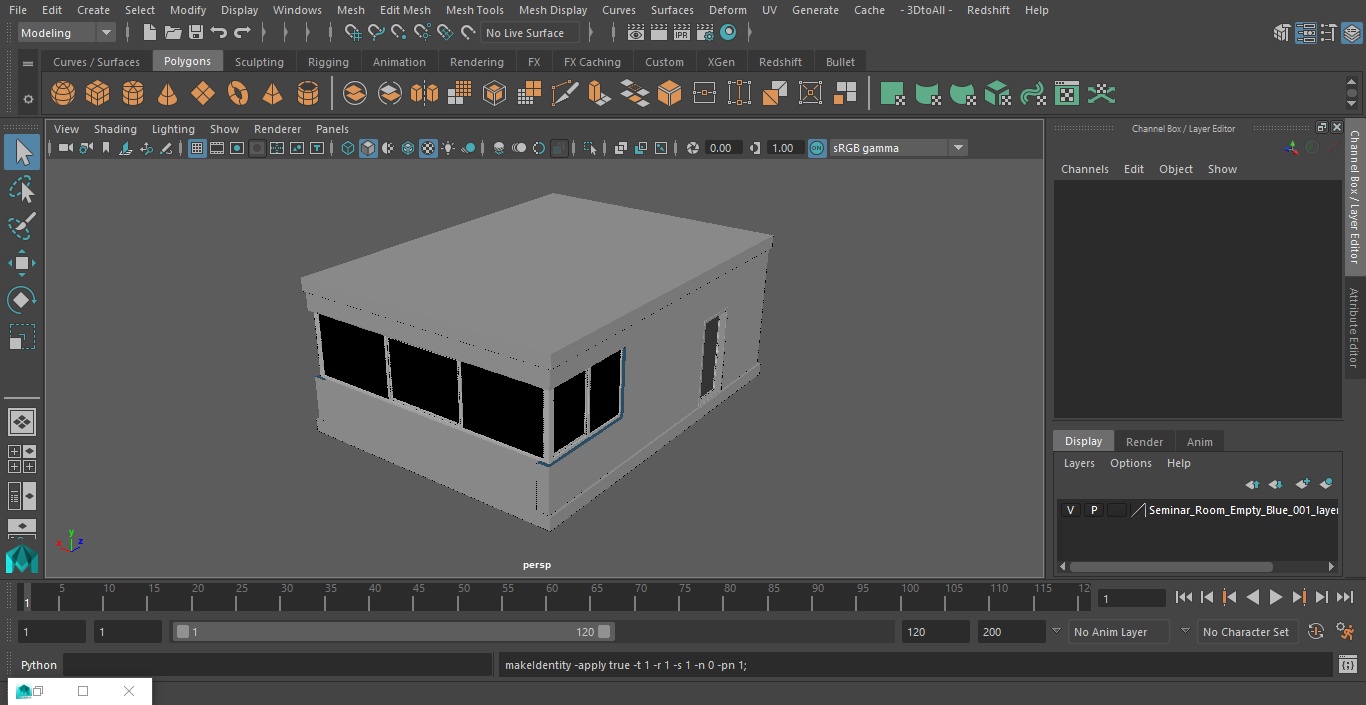 3D Seminar Room Empty Blue model