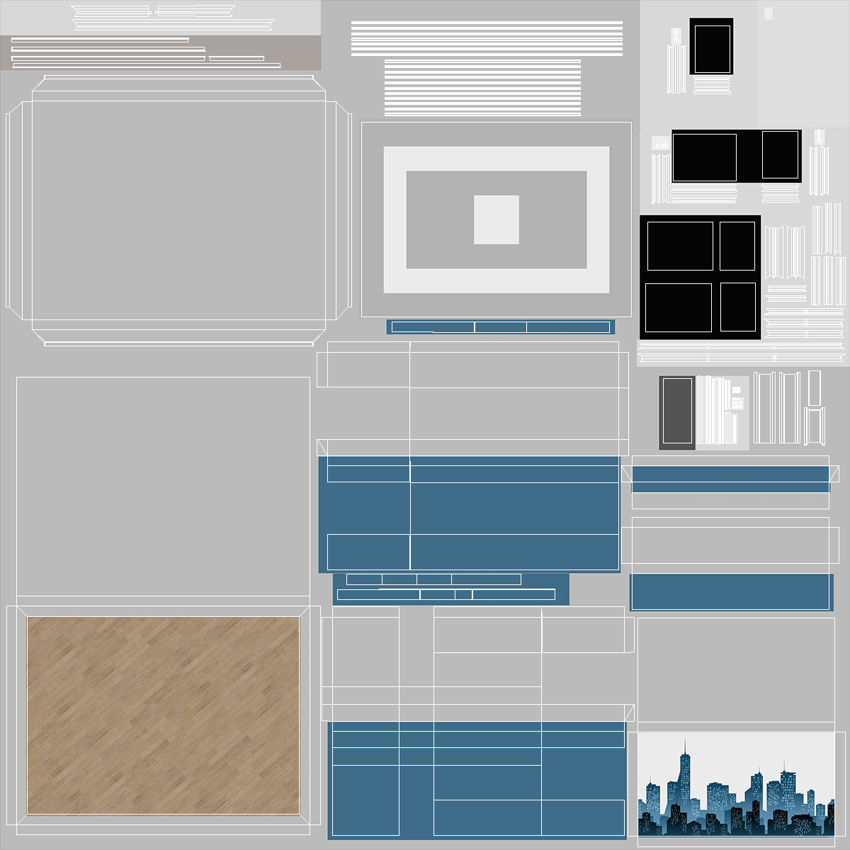3D Seminar Room Empty Blue model