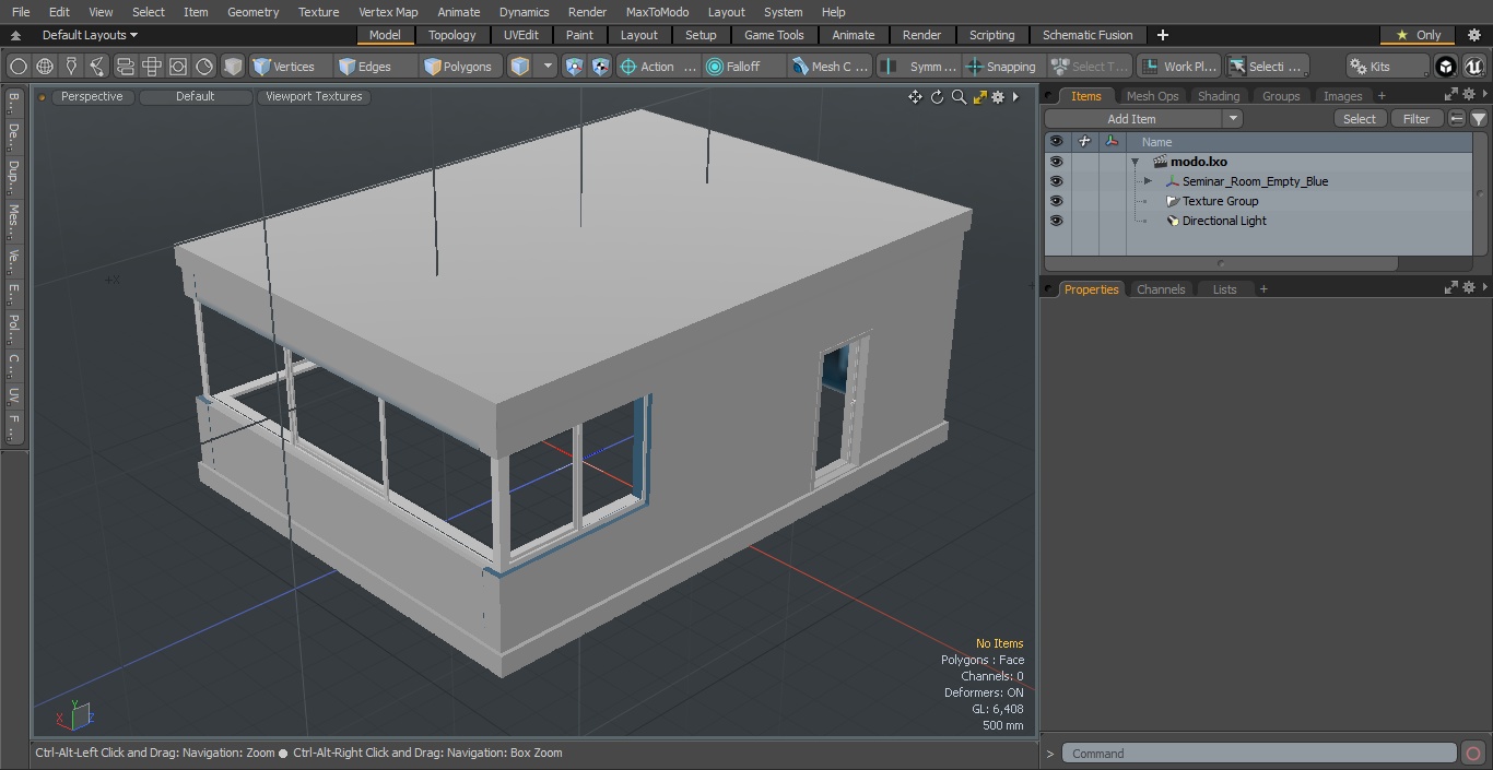 3D Seminar Room Empty Blue model