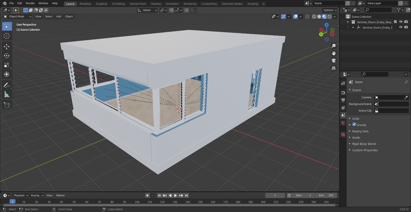 3D Seminar Room Empty Blue model