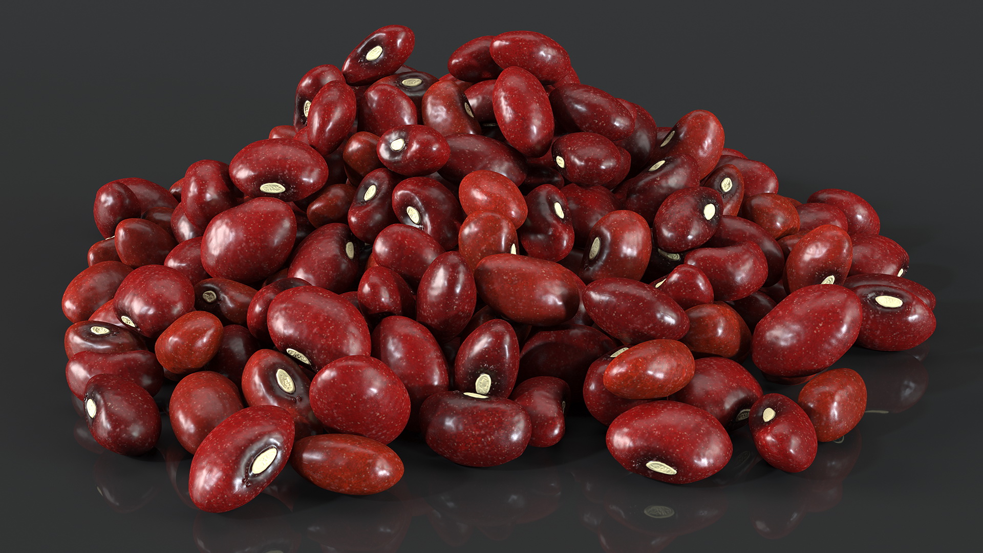 3D Dark Red Kidney Beans Pile