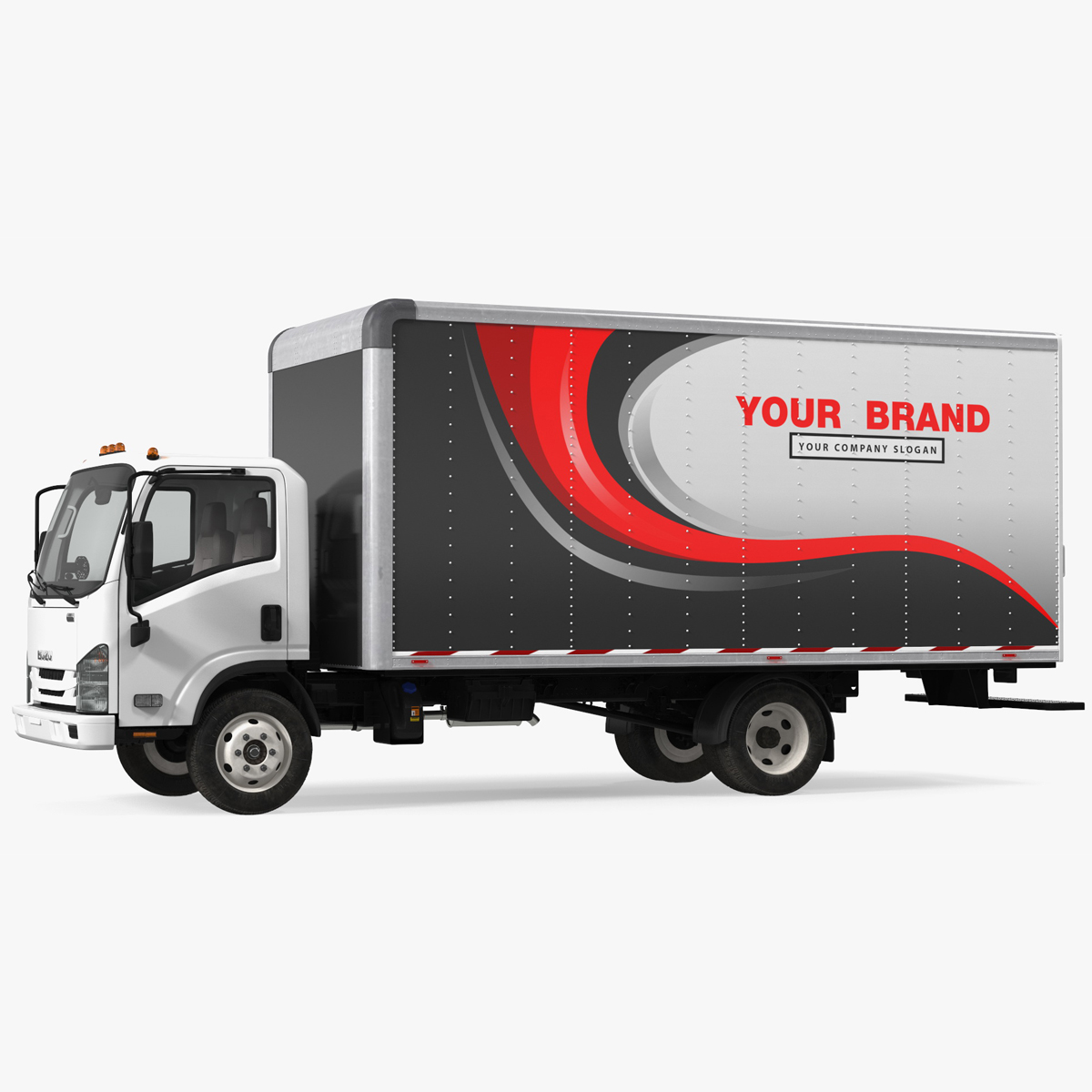 3D Box Truck Isuzu NPR 2018 Rigged Your Brand for Cinema 4D