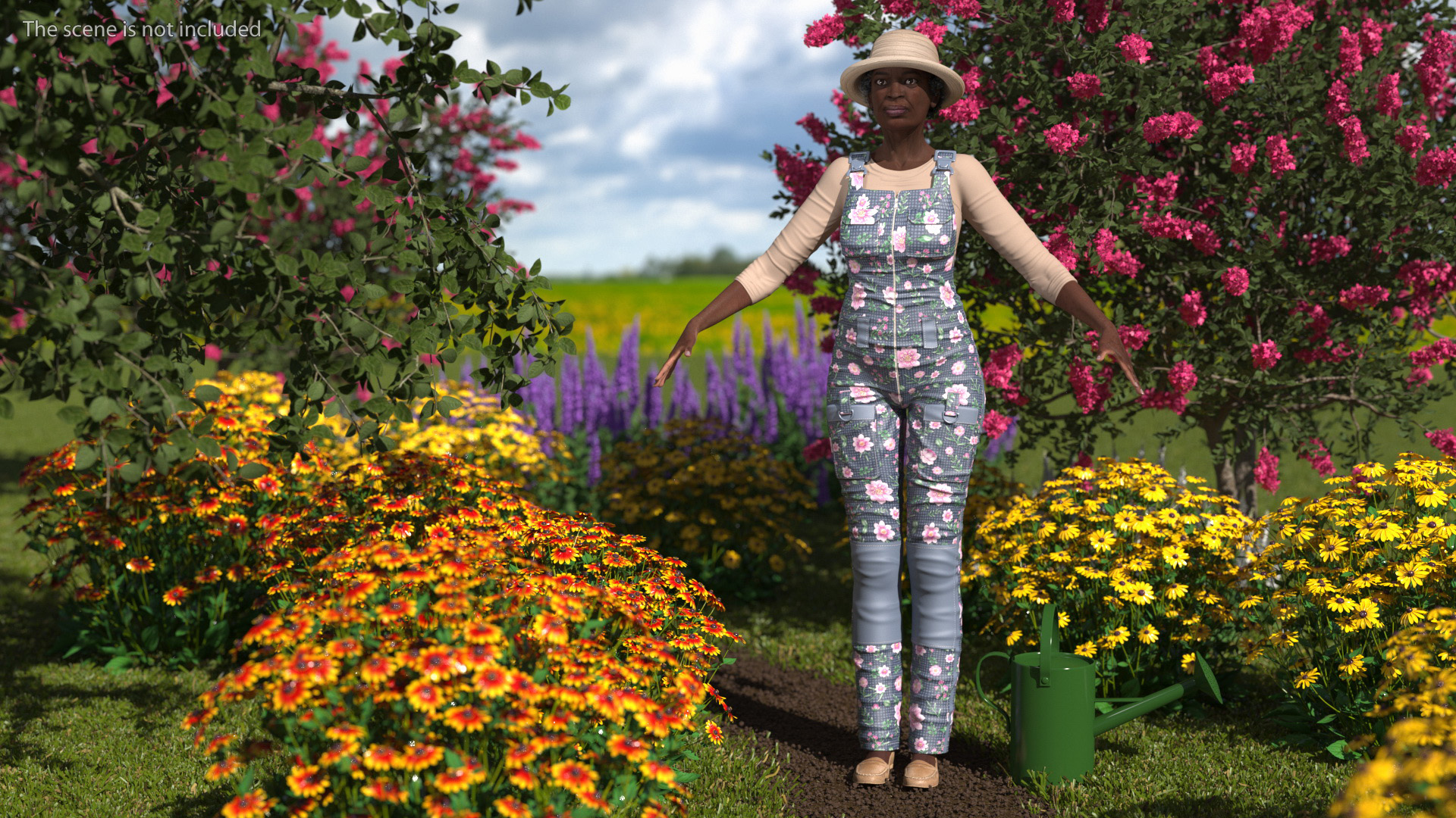Gardener Afro American Woman Rigged for Modo 3D model