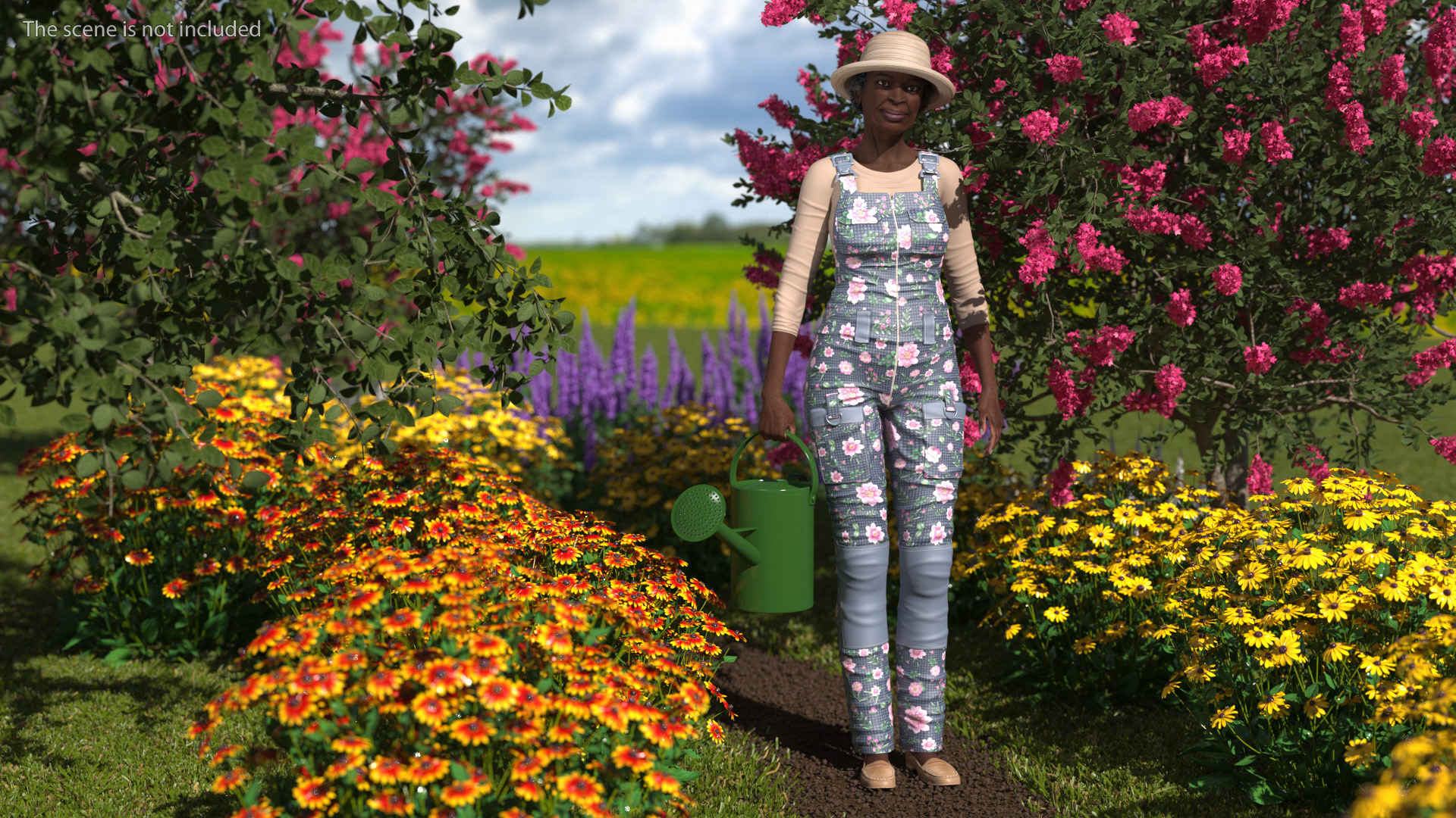 Gardener Afro American Woman Rigged for Modo 3D model