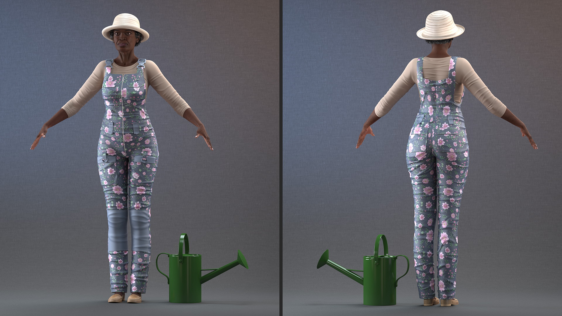 Gardener Afro American Woman Rigged for Modo 3D model