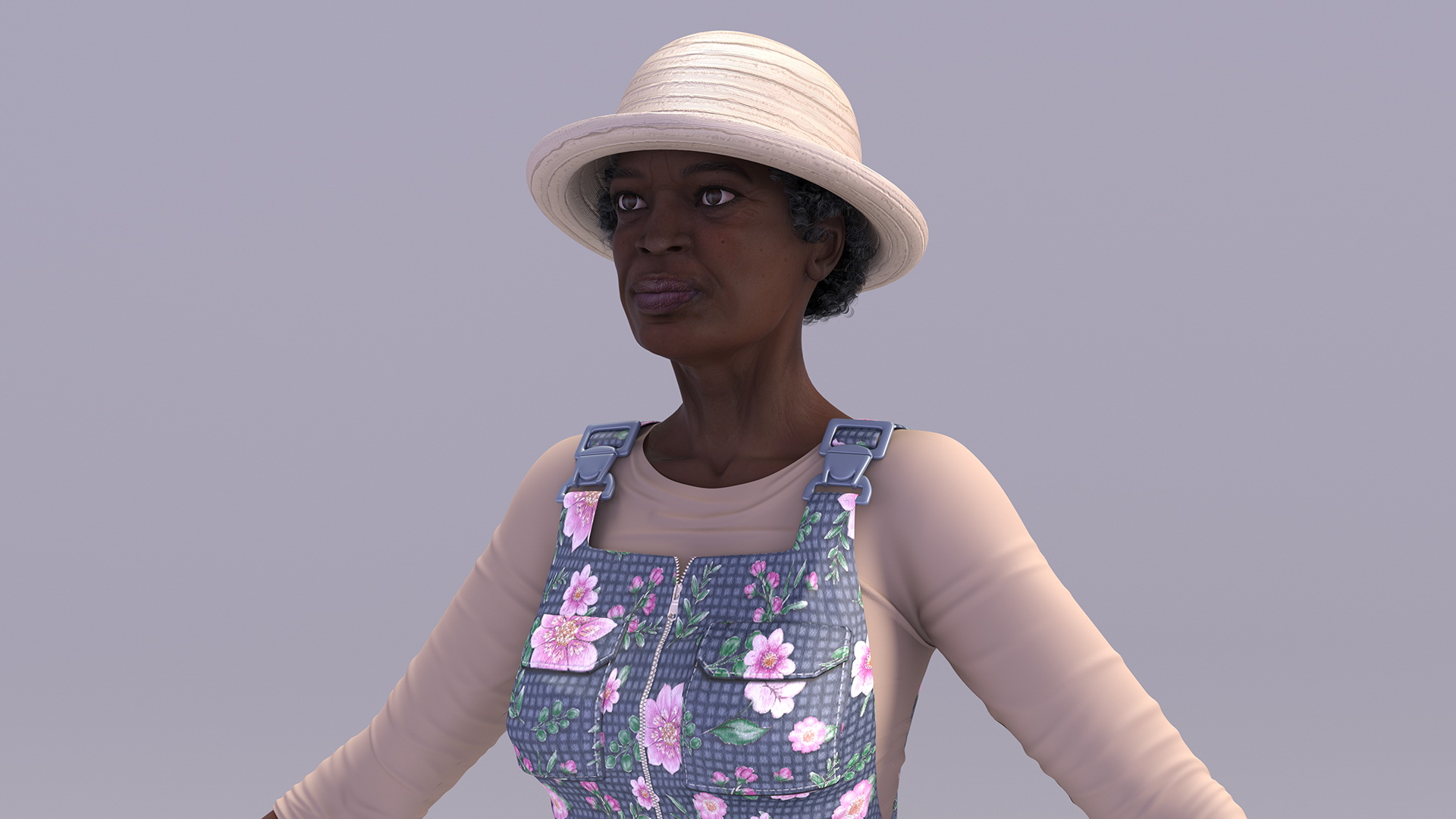 Gardener Afro American Woman Rigged for Modo 3D model