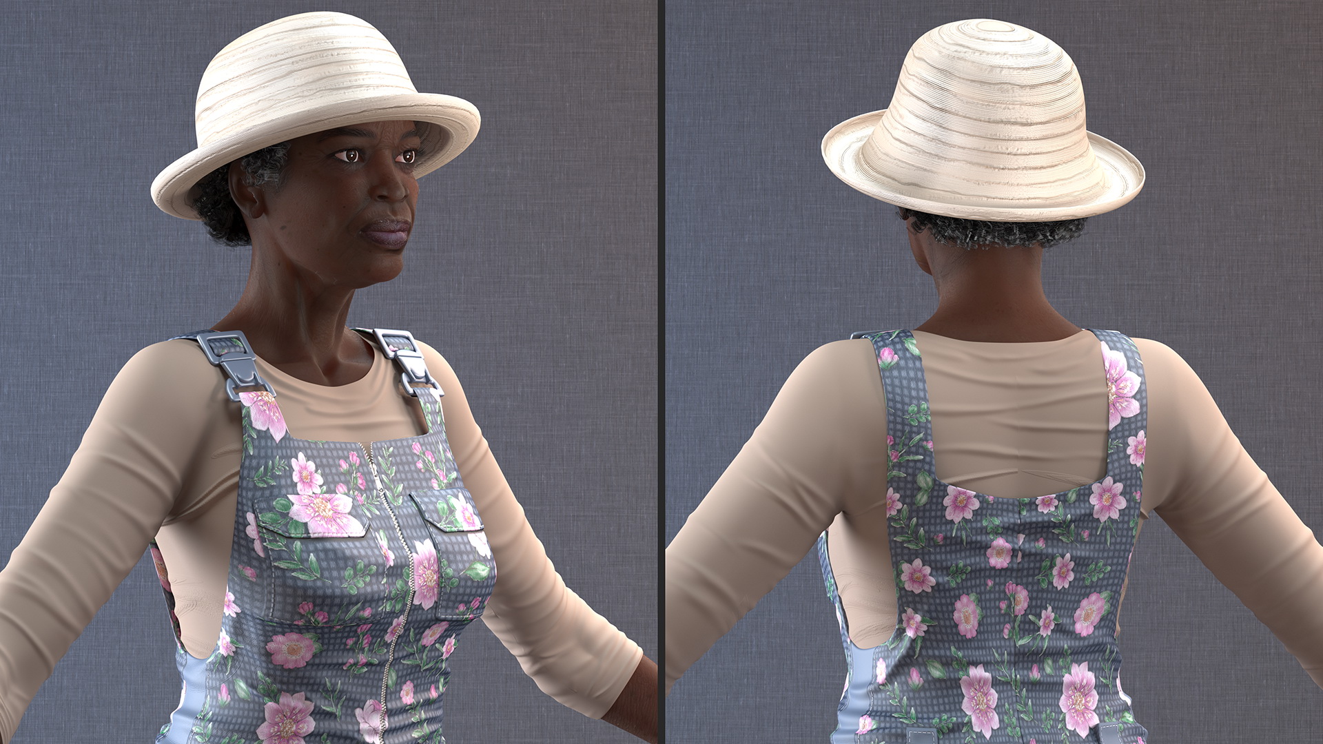 Gardener Afro American Woman Rigged for Modo 3D model