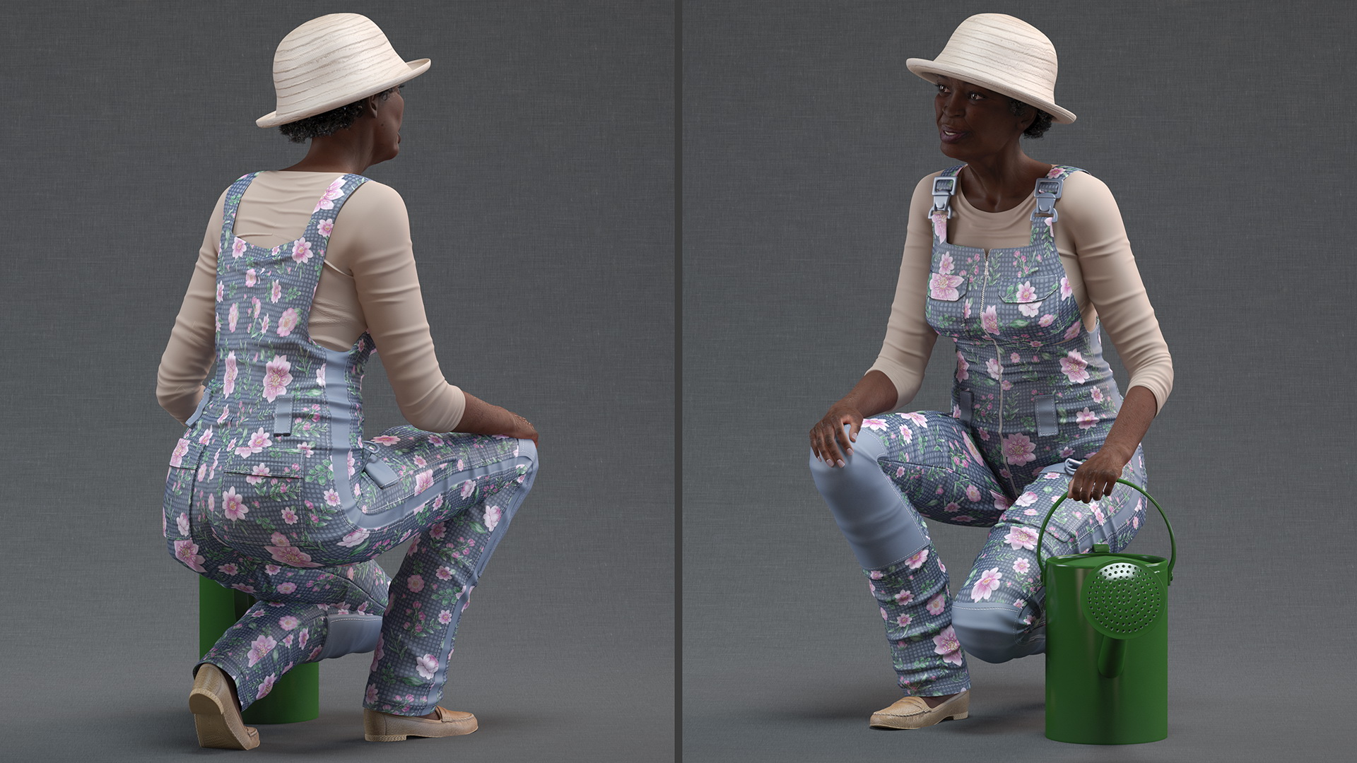 Gardener Afro American Woman Rigged for Modo 3D model