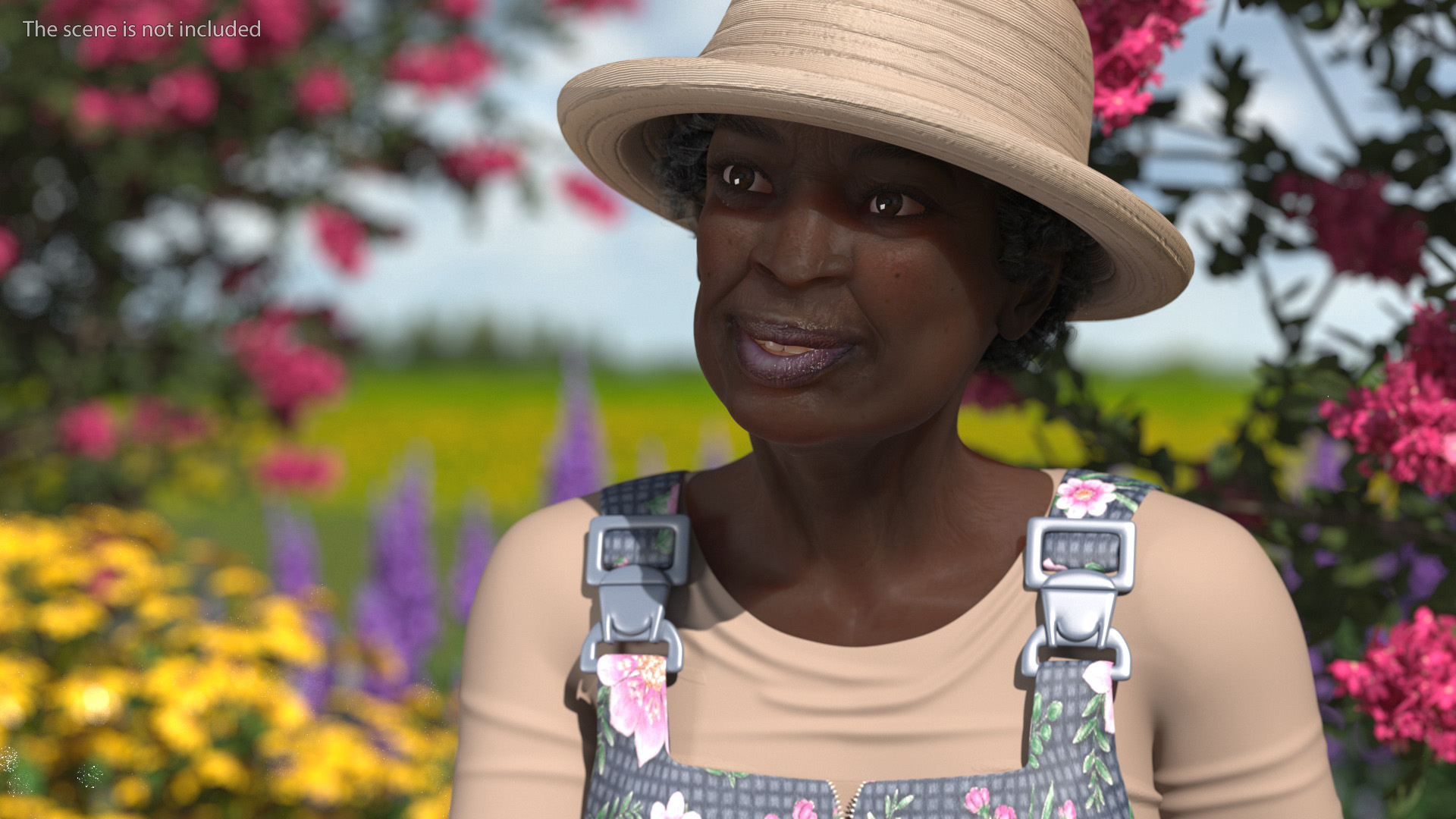 Gardener Afro American Woman Rigged for Modo 3D model
