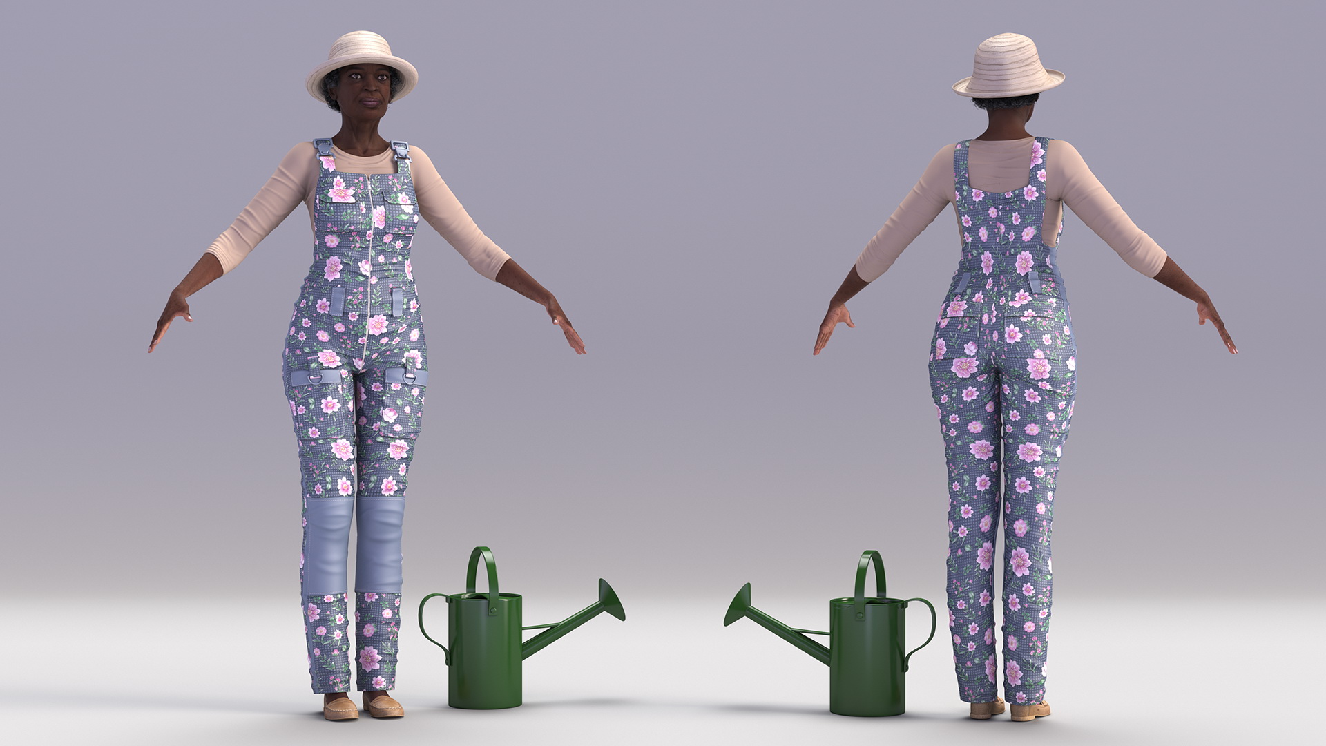 Gardener Afro American Woman Rigged for Modo 3D model