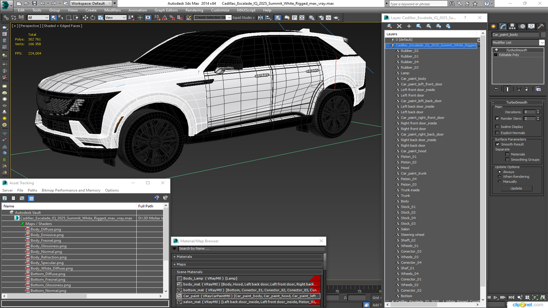 Cadillac Escalade IQ 2025 Summit White Rigged for Cinema 4D 3D model