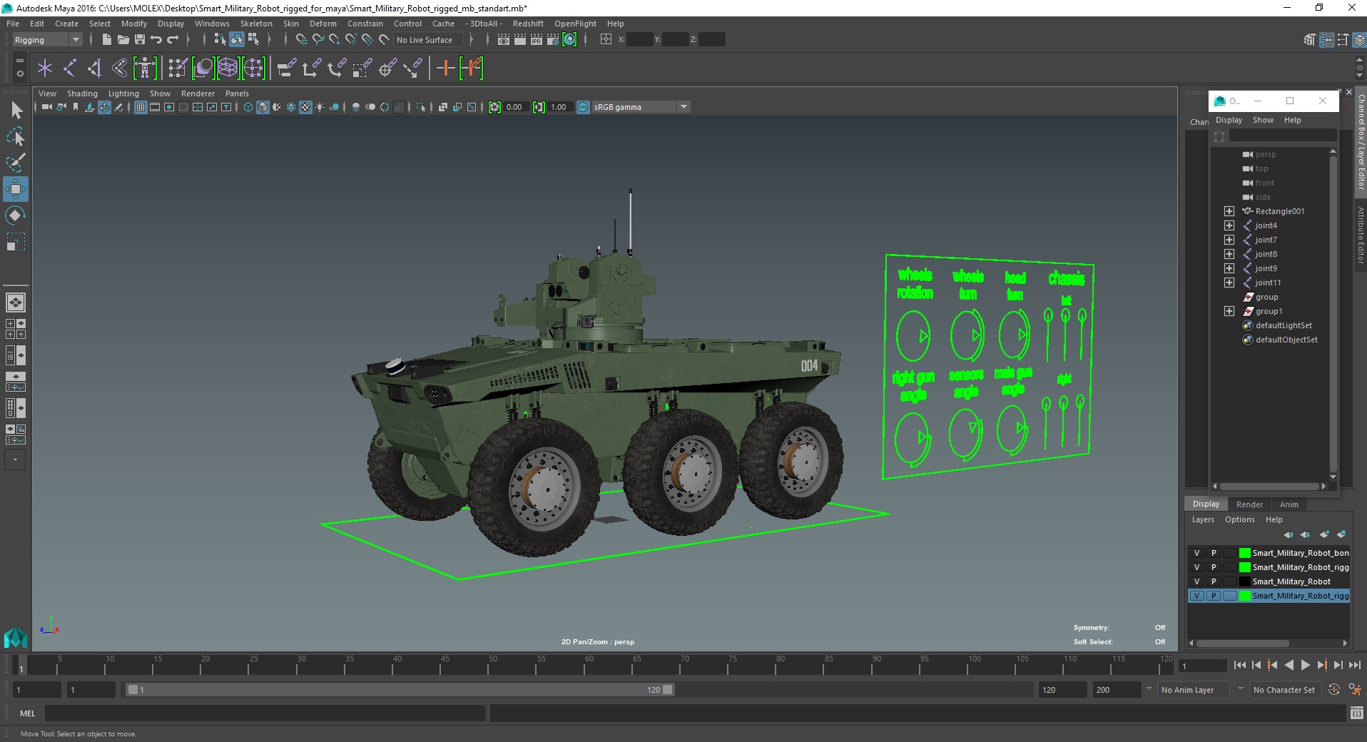 3D Smart Military Robot Rigged for Maya