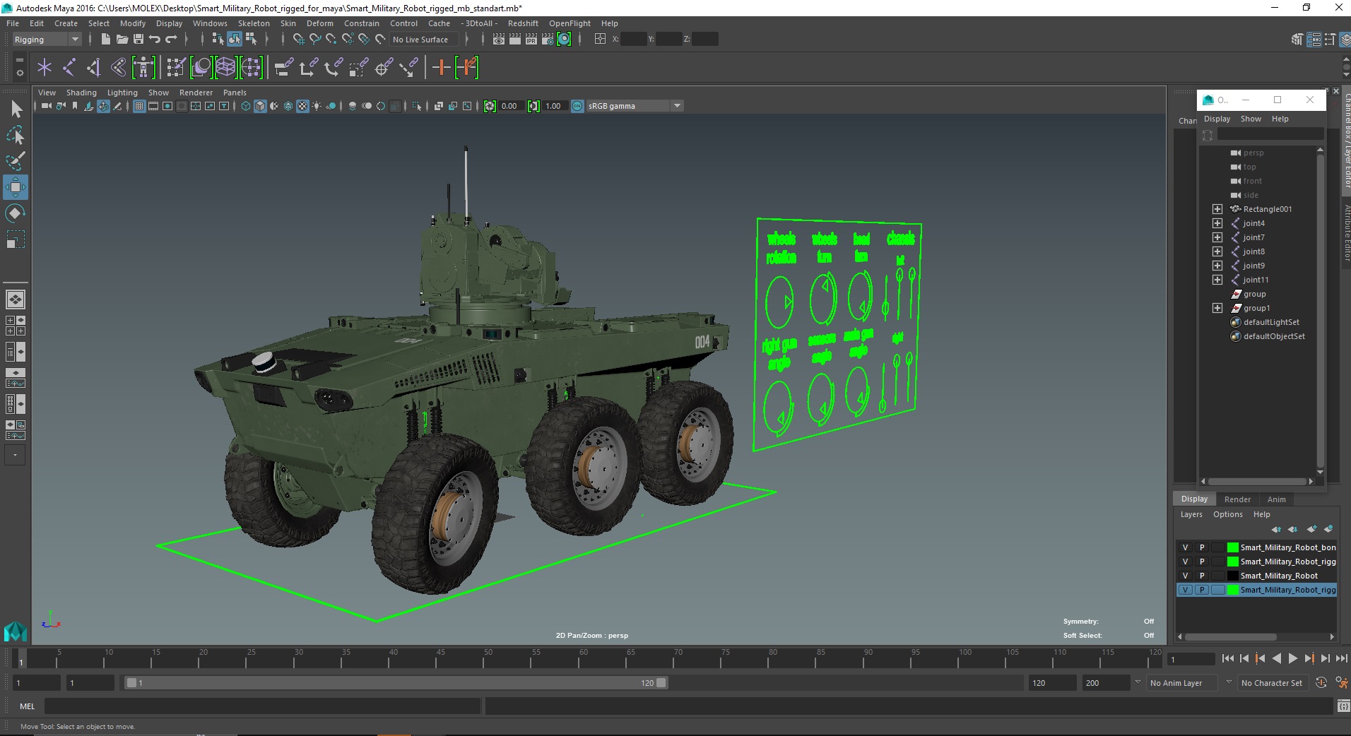 3D Smart Military Robot Rigged for Maya