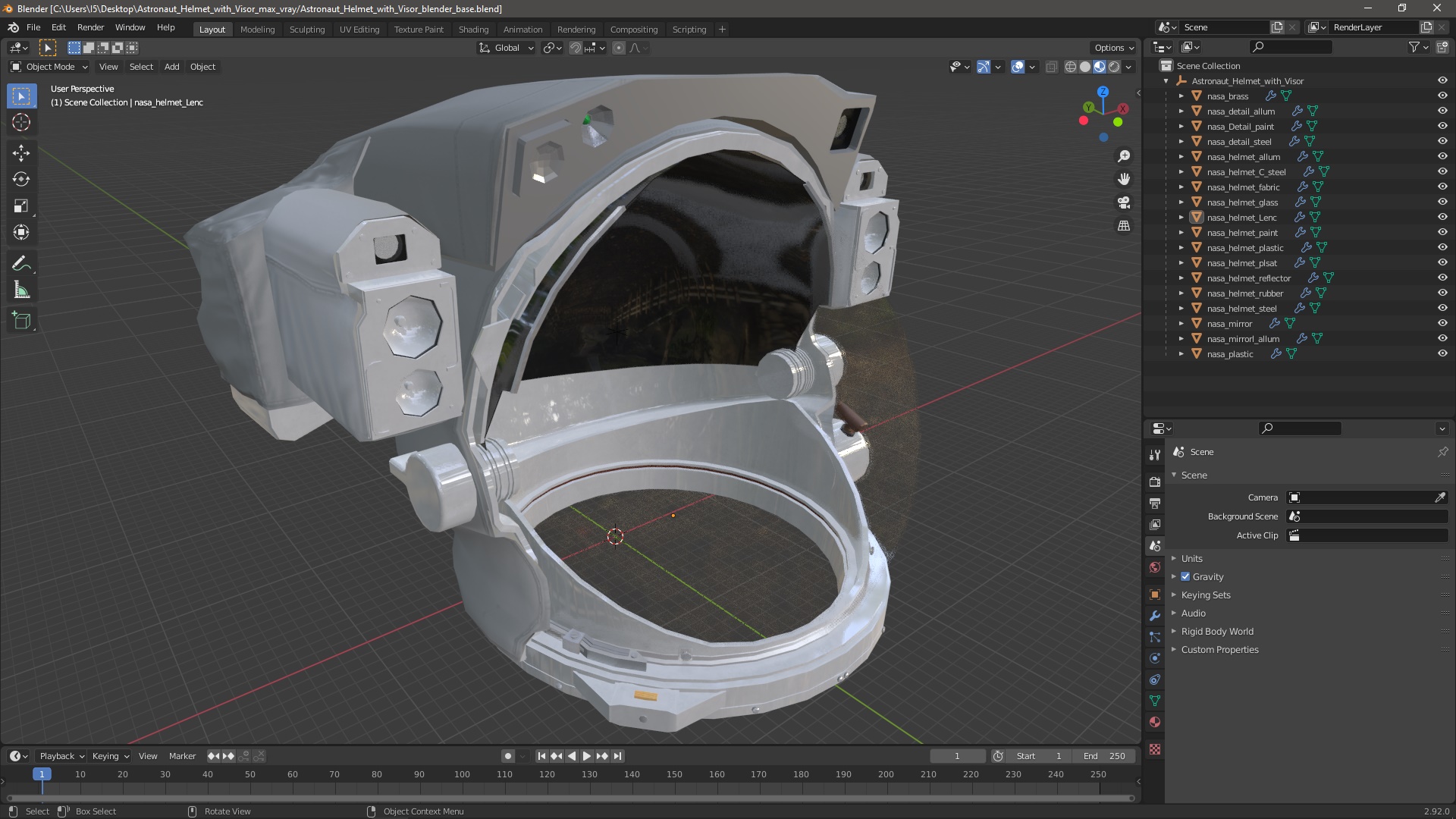 Astronaut Helmet with Visor 3D