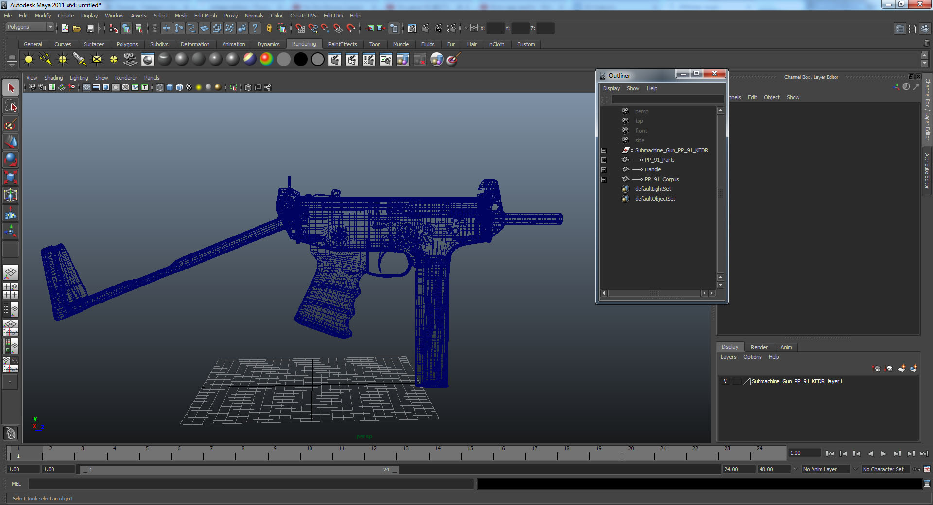 3D model Submachine Gun PP 91 KEDR