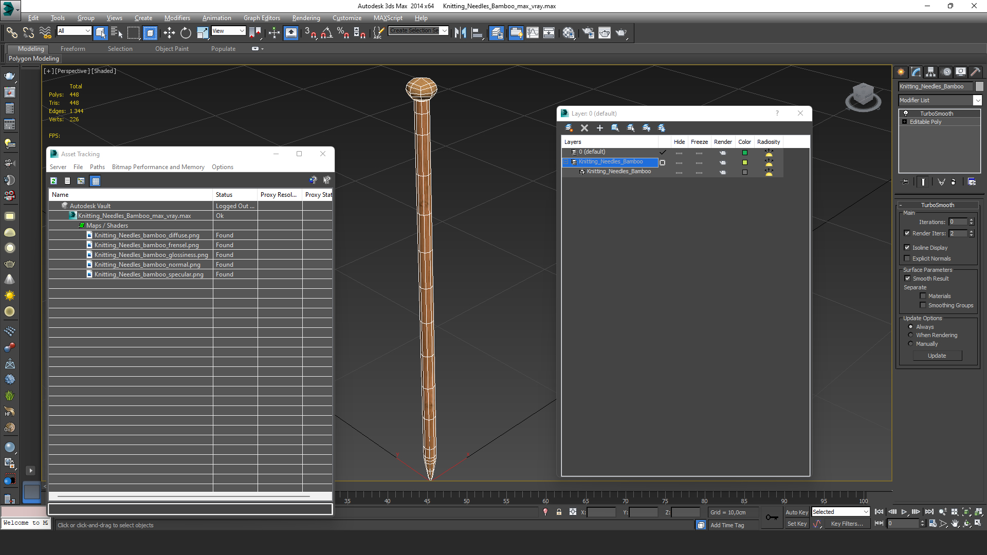 3D Knitting Needles Bamboo model