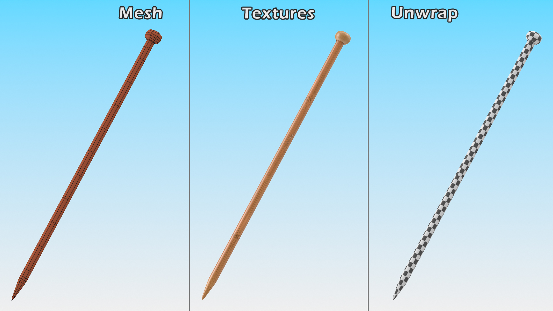 3D Knitting Needles Bamboo model